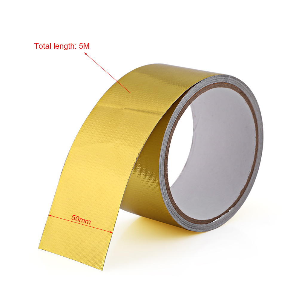Hitzebeständiges, Reflektierendes, Selbstklebendes Aluminiumband, 1 Rolle 5 Cm X 5 M, Goldener Hitzeschutz Für Autos.