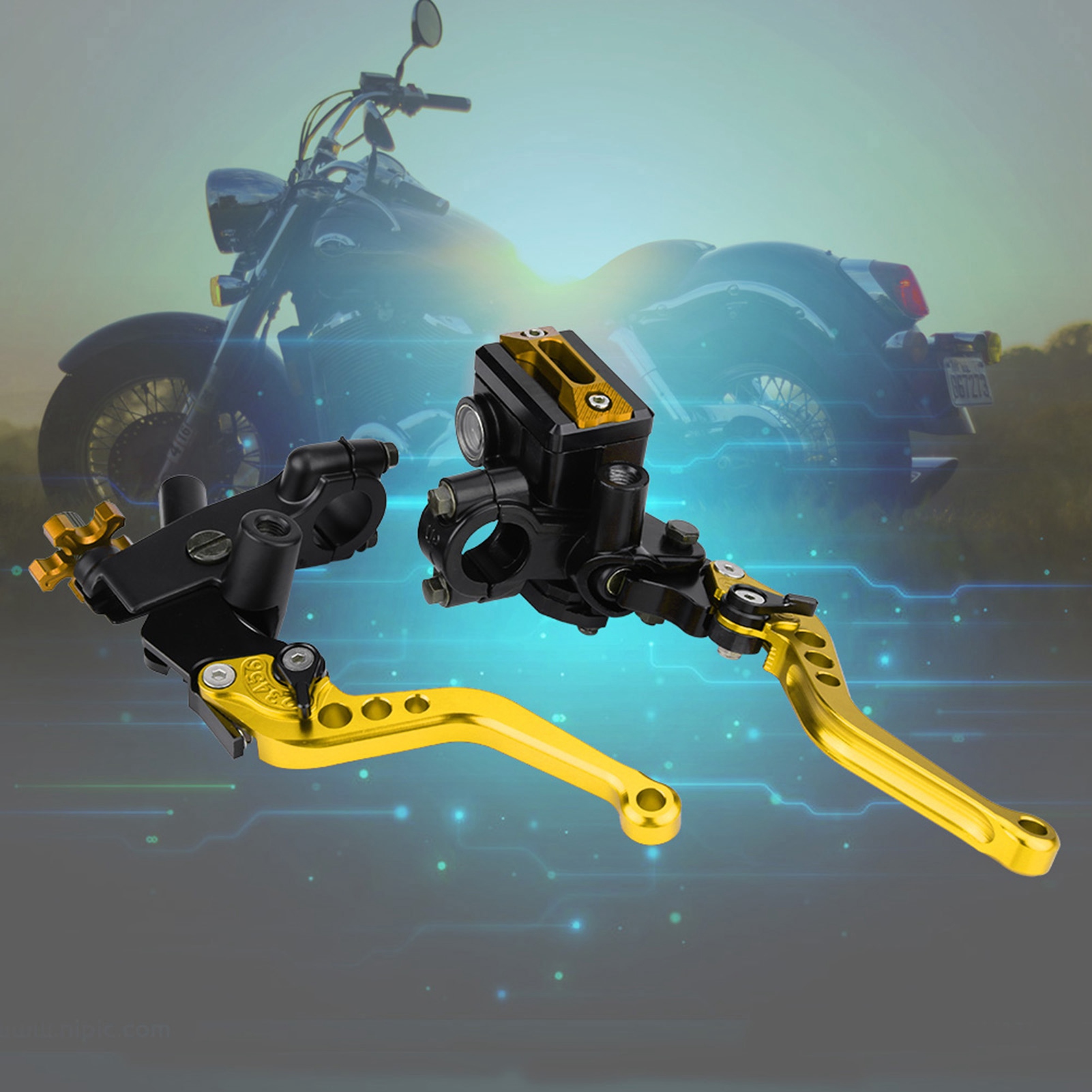 Paar Universelle 7/8" (22 Mm) Motorrad-brems- Und Kupplungs-hauptzylinderhebel, Goldfarben, 2-teiliges Set, Ersatz-lenkergriffe.