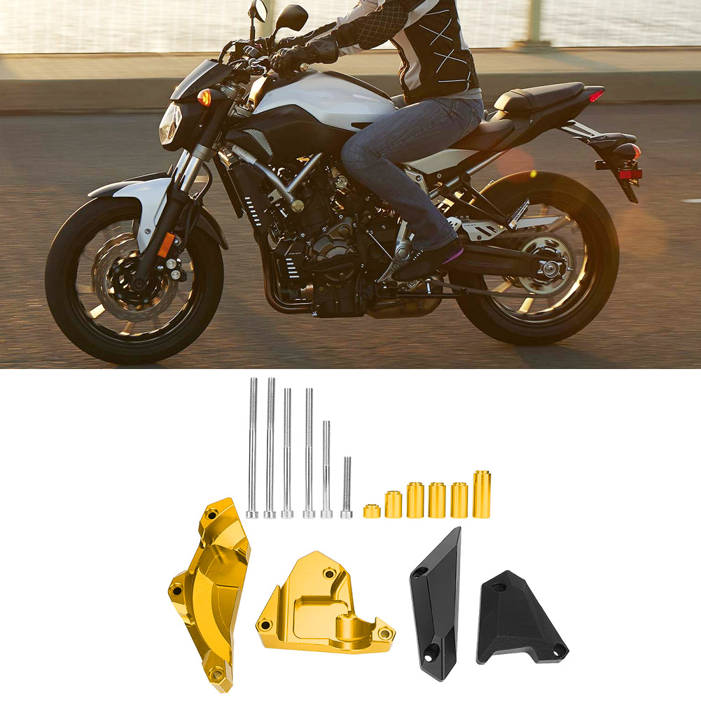 4-teiliger Motorgehäuseschutz, Seitenständer-sturzpad, Sturzschutz Für Yamaha Mt-07 Fz-07 2014-2016, Gold, Motorrad-sicherheitsset.