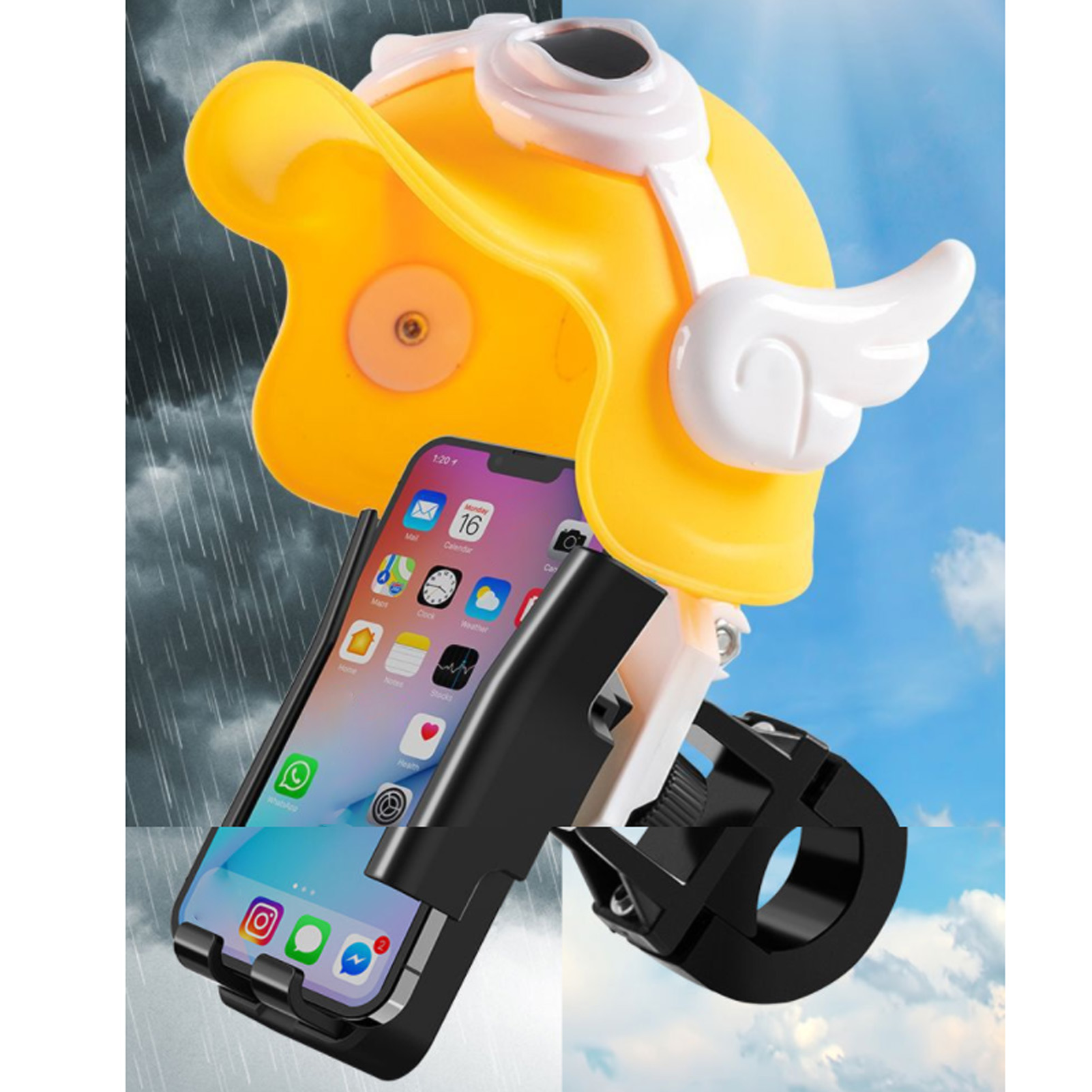 Niedliche Handyhalterung Für Motorradhelme, Stoßfest, Neigbar, Für E-bike-lenker, Gelb, Kleine, Robuste Navigationshalterung.