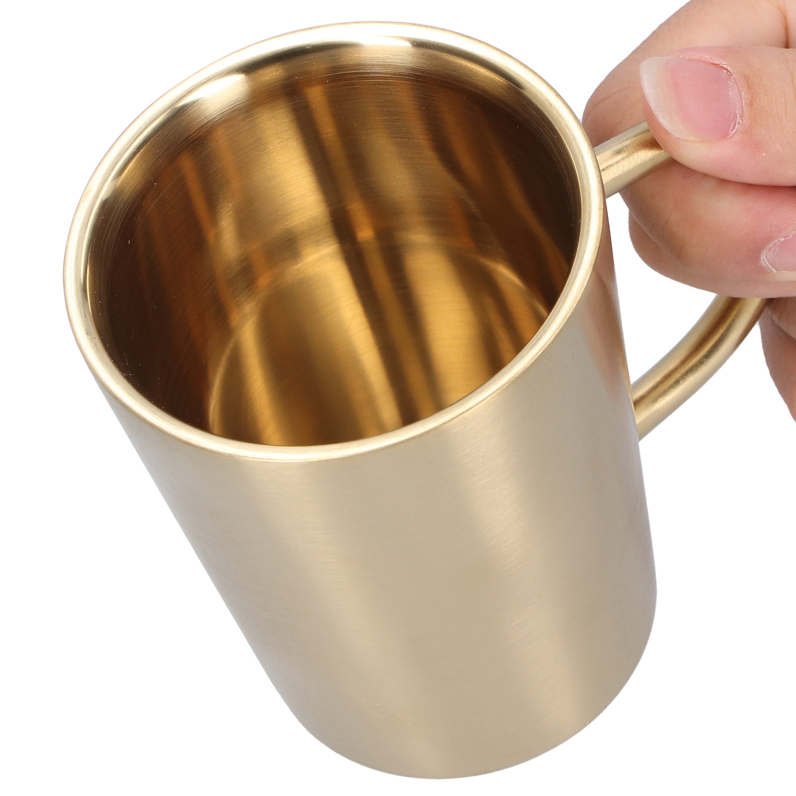 340 Ml Bierkrug Aus Edelstahl (304), Kaffee- Oder Wasserbecher Mit Henkel, Doppelwandig, Goldfarben