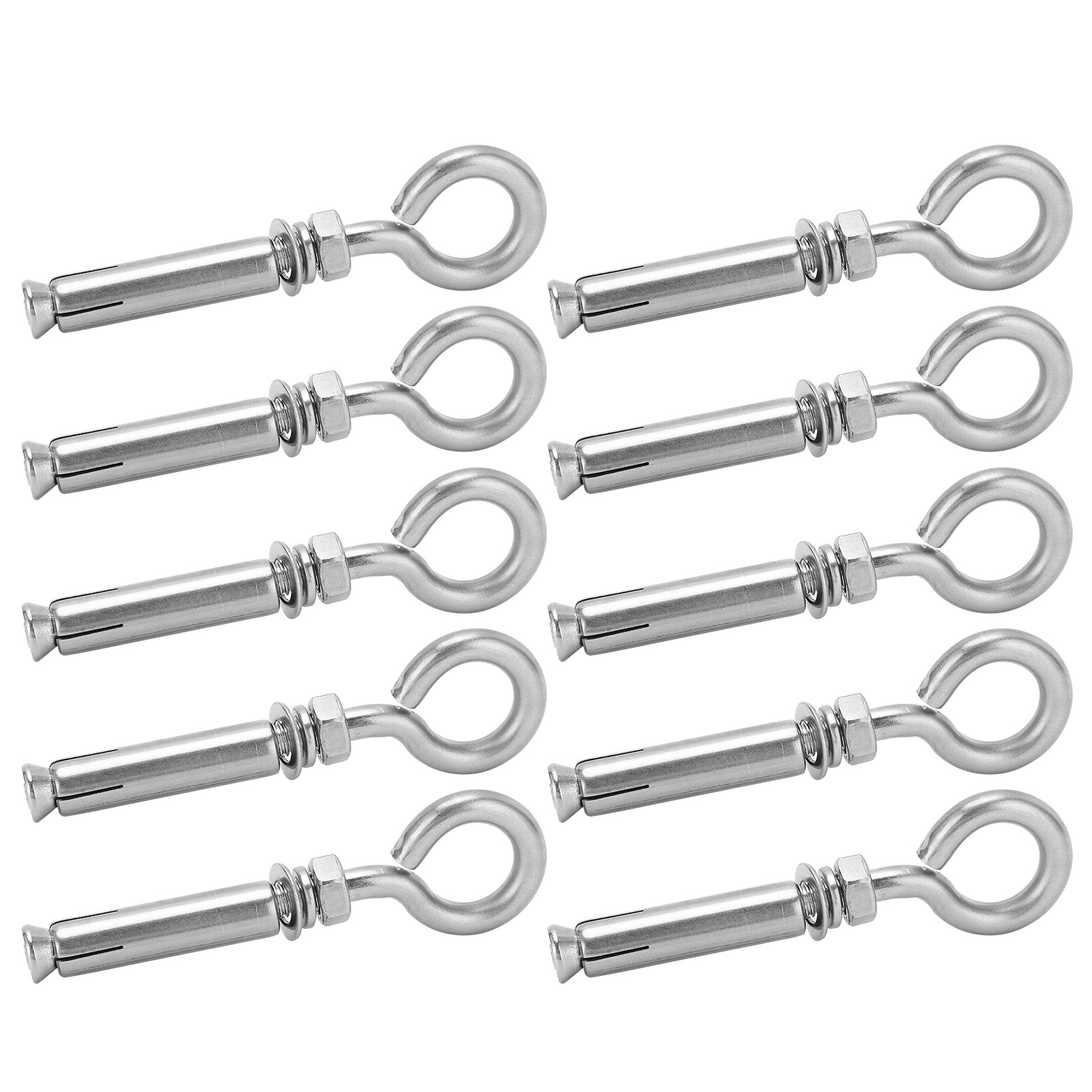 10 Stück Spreizdübel Mit Geschlossenem Haken, Edelstahl 304, Silber, M8x60 Mm, Für Betonwände