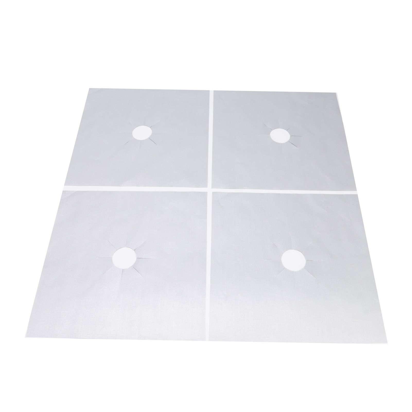 Set Mit 4 Gasherd-brennerschutzkappen Mit Antihaftbeschichteter Ptfe-beschichtung, Silberfarben, 27 X 27 Cm, 0,1 Mm Dick