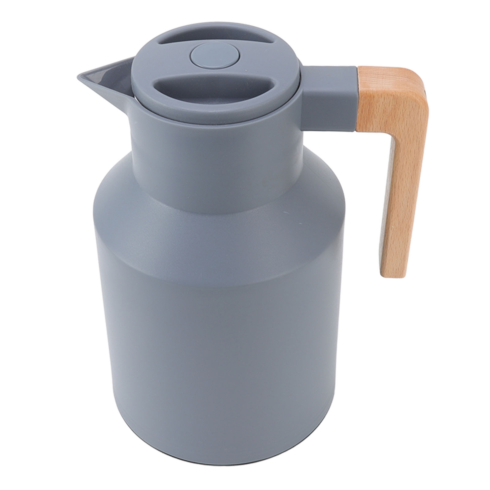 1000-ml-kaffeekanne Mit Holzgriff, Doppelwandig Und Vakuumisoliert, Ideal Für Tee, Säfte Und Kaffee. Farbe: Grau.
