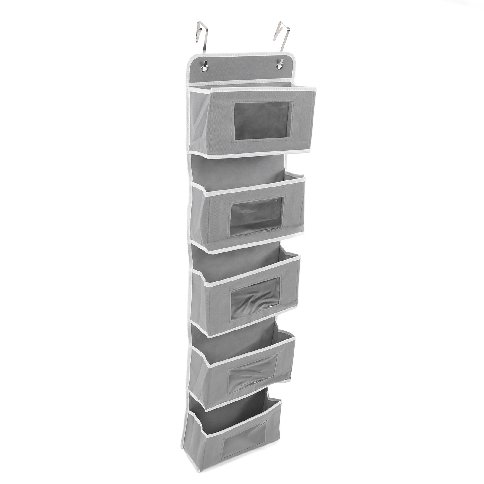 Türhänger-wandorganizer Mit Haken Für Speisekammer, Kinderzimmer, Küche, Kleiderschrank, Studentenwohnheim, Grau, 5 Taschen