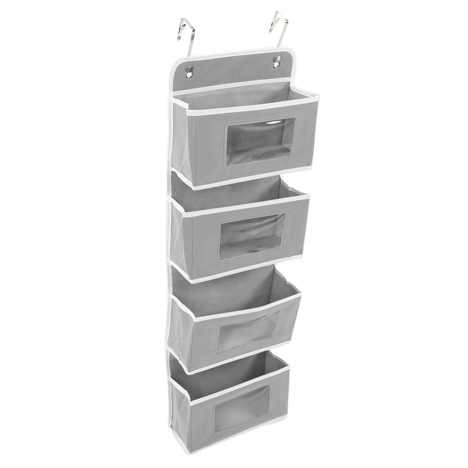 Türhänger-wandorganizer Mit Haken Für Speisekammer, Kinderzimmer, Küche, Kleiderschrank, Studentenwohnheim, Grau, 4 Taschen