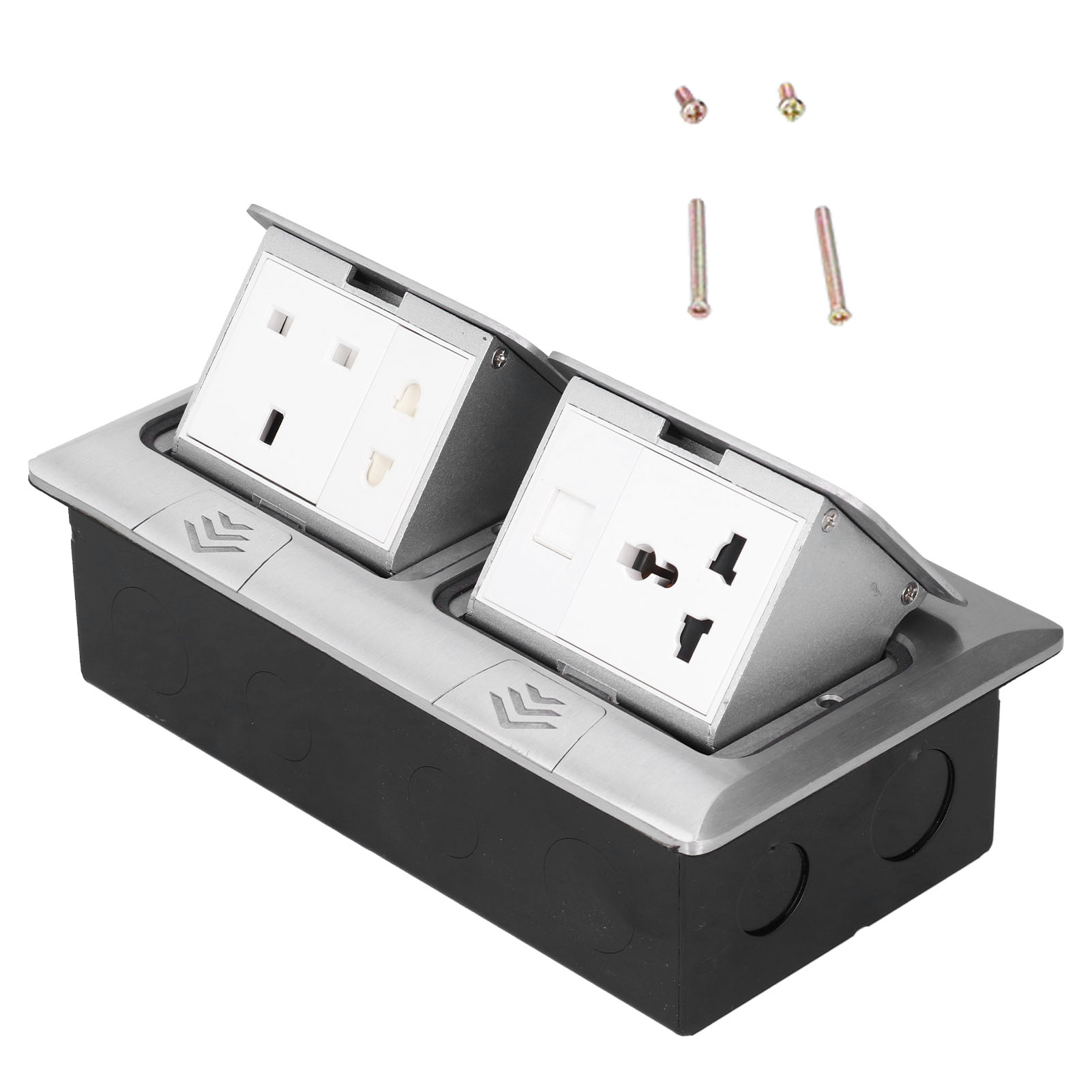 Bodensteckdose, Versenkbar, Multifunktional, Silberfarbene Aluminiumlegierung, Uk-standard