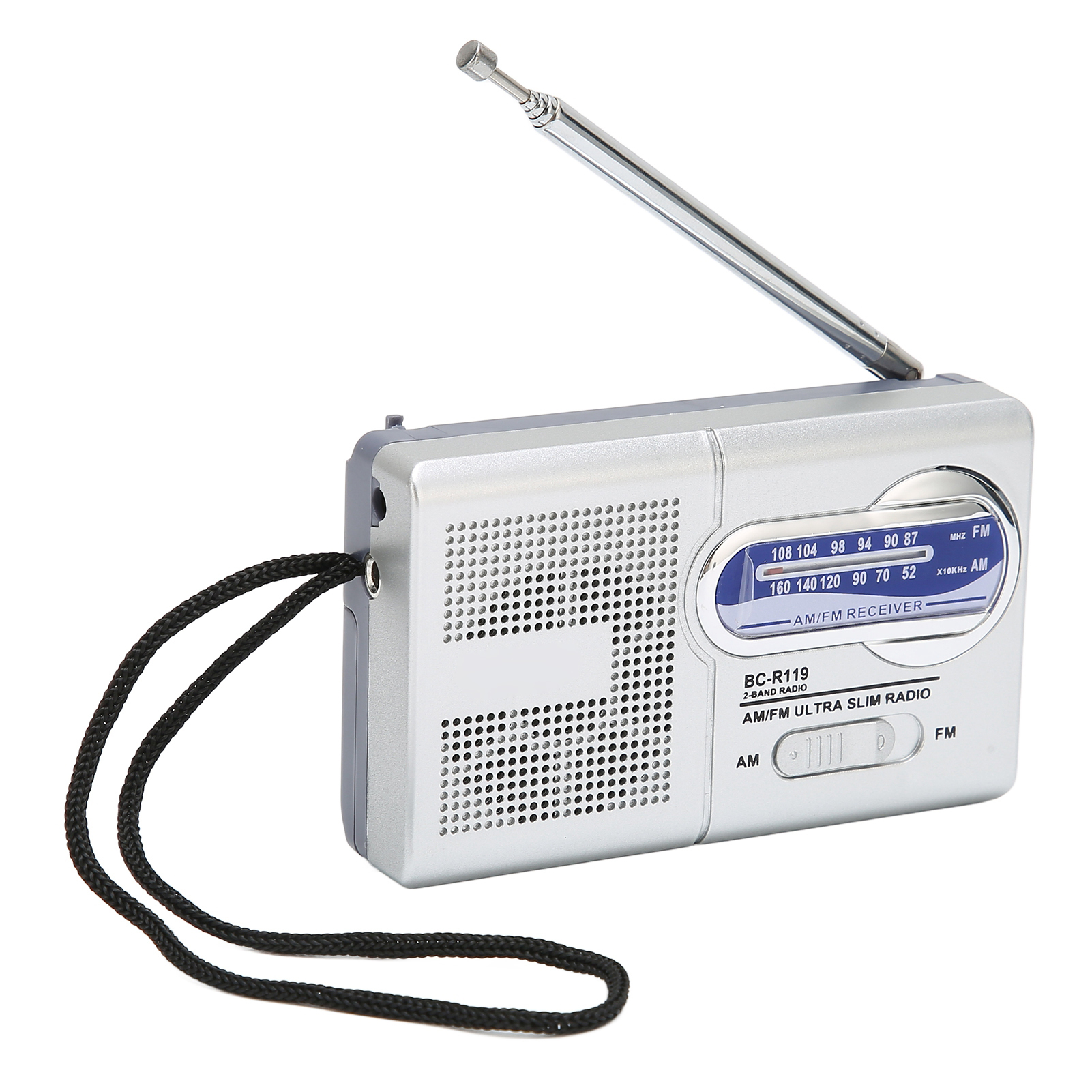Tragbares Taschenradio Am/fm, Multifunktional, Klassisch Silbergrau, Batteriebetrieben, Für Zuhause, Wandern, Radfahren Und Reisen