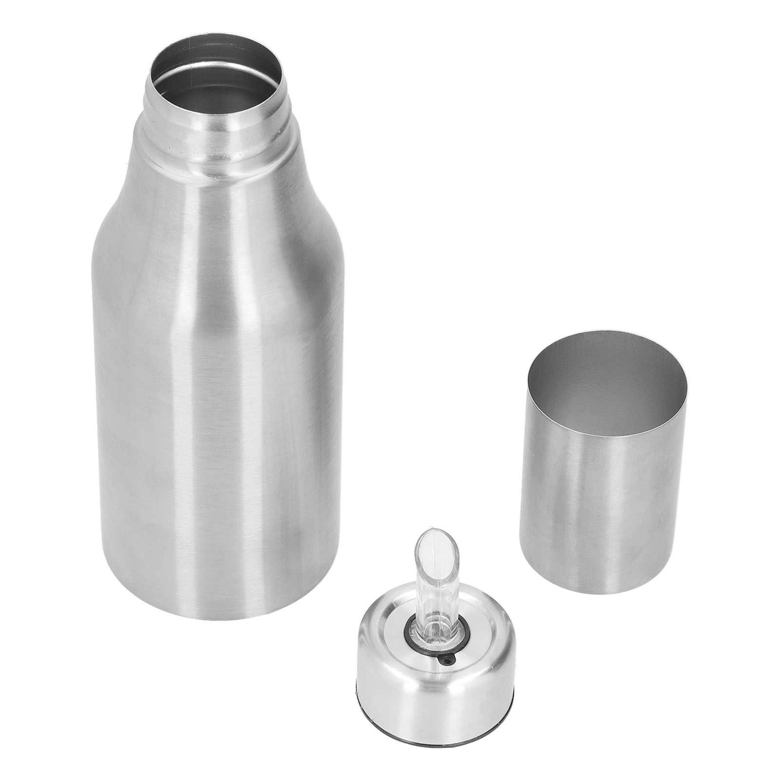 Olivenölspender Aus Edelstahl, 500 Ml, Auslaufsicher, Staubdicht, Küchenkaraffe, Silberfarben