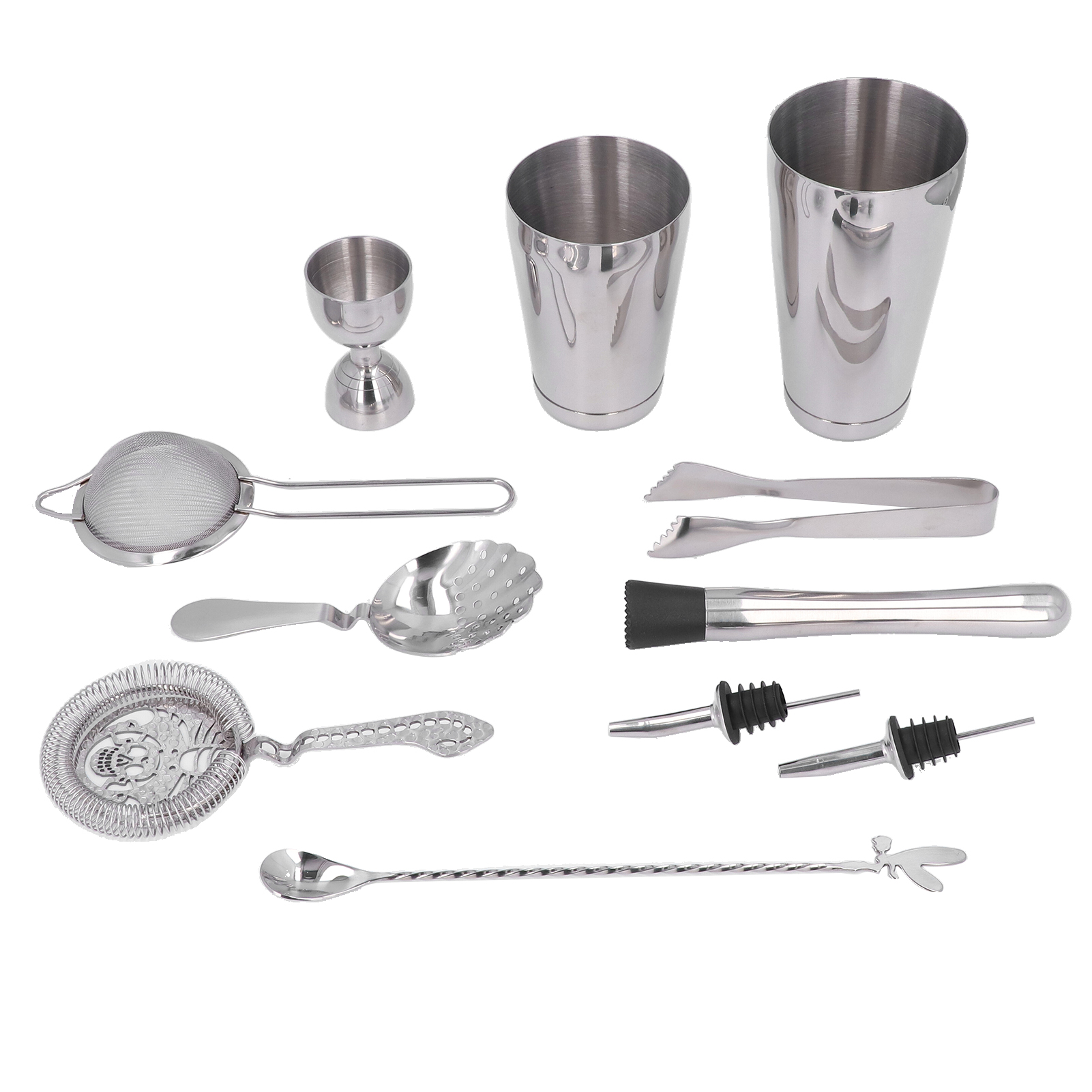 11-teiliges Cocktailshaker-set Aus Edelstahl, Getränkemixer-set, Bar-cocktail-mixwerkzeug Für Den Haushalt, Silber