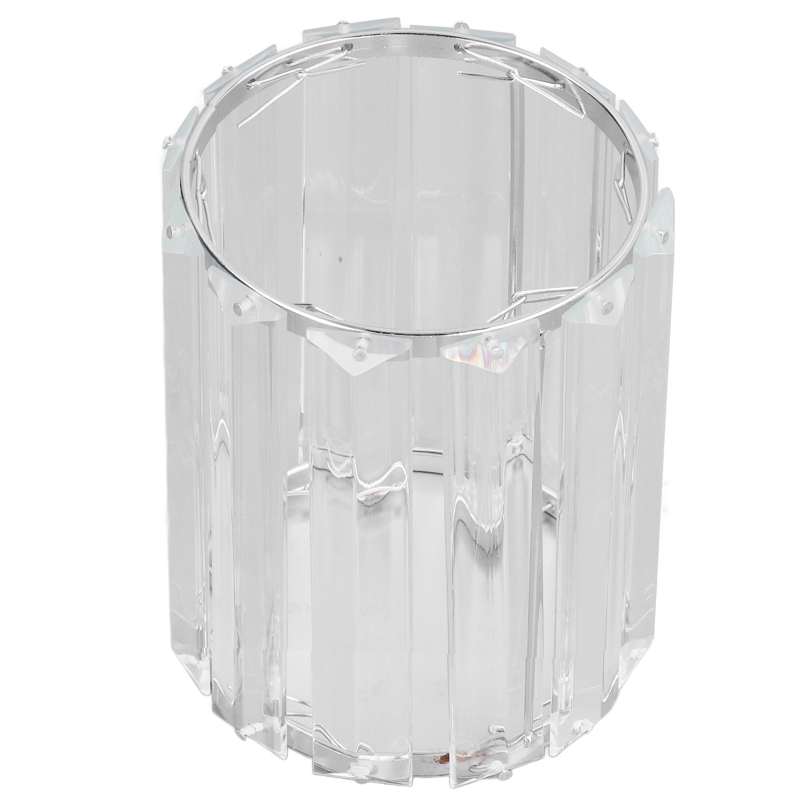 Kosmetikpinselhalter, Transparentes Glas, Rund, Dekorativ, Schreibtisch-stifteaufbewahrungsbox, Silberfarben