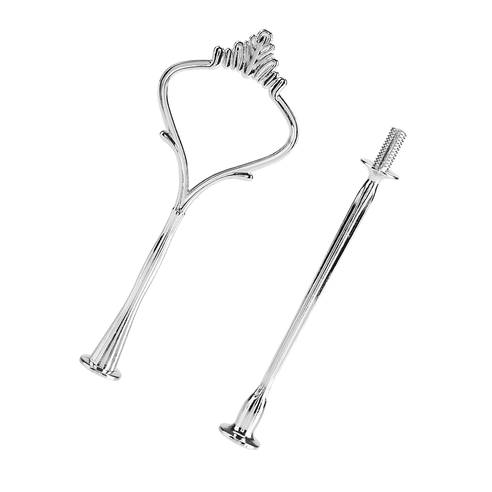 Zweistöckiger Tortenständer Mit Griff, Silberfarbener Obsttellerhalter Aus Metall, Gekrönter Servierständer, Gebäckzubehör.