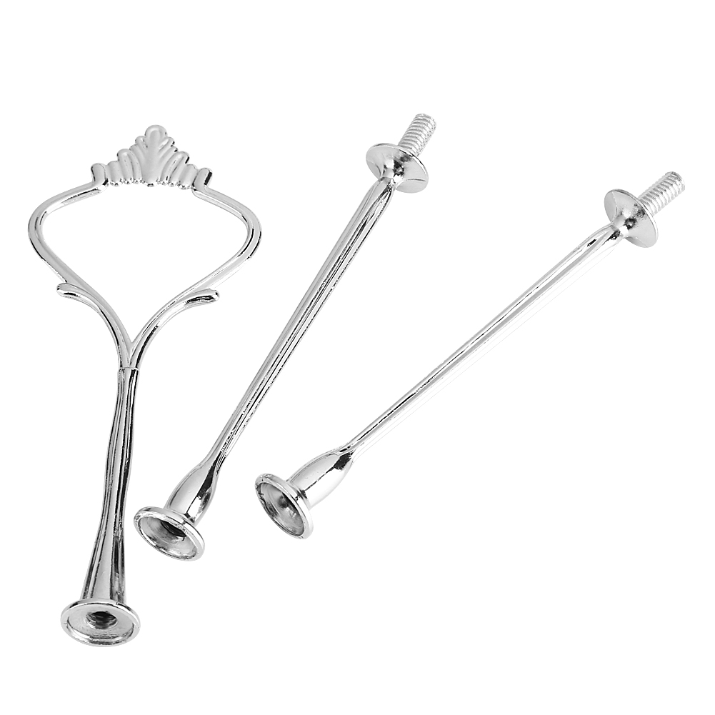 Dreistöckige Etagere Mit Griff, Silberne Obstschale Aus Metall, Servierständer Mit Krone, Robustes Gebäckzubehör.