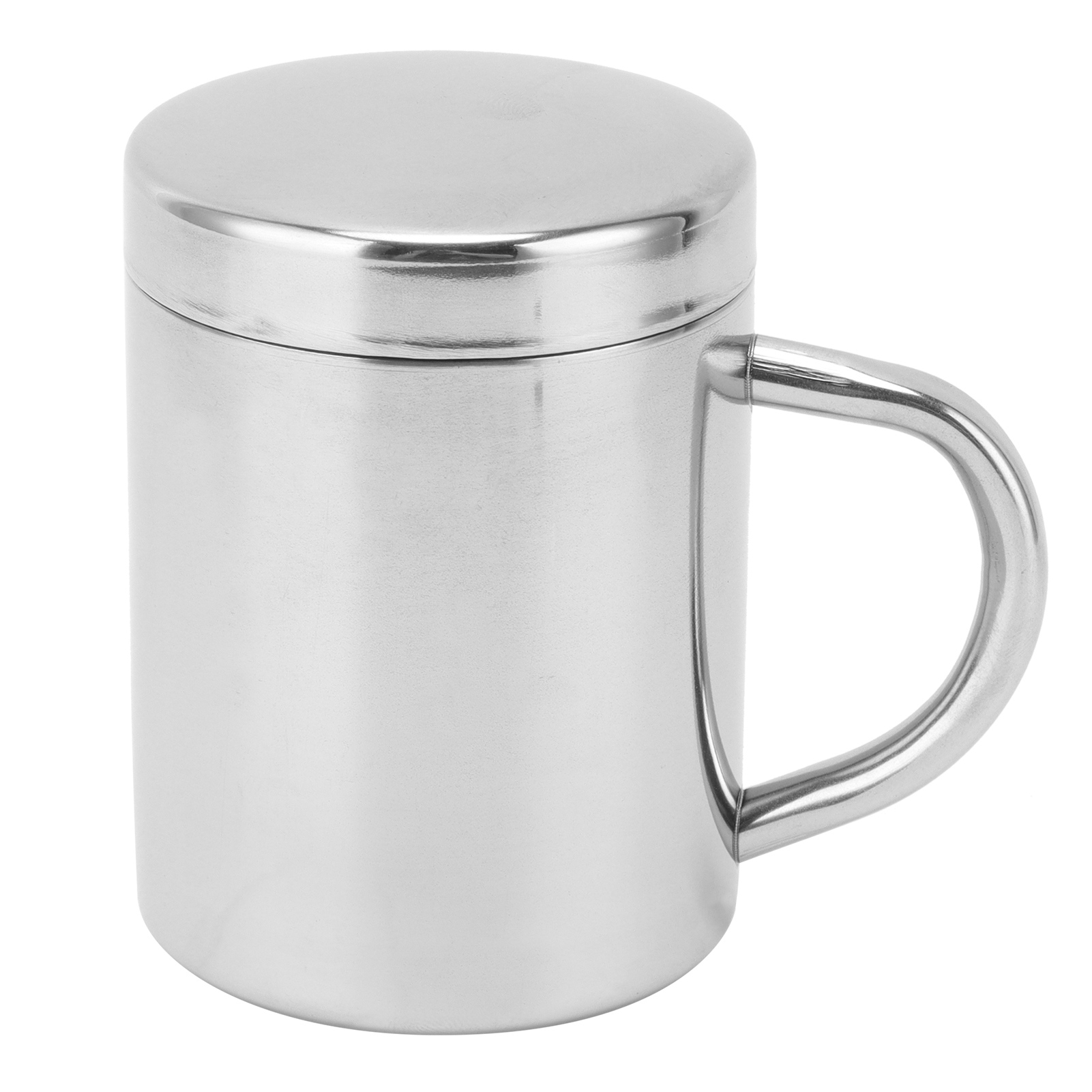 Tragbare Wasserflasche Aus Edelstahl 304 Mit Deckel Und Griff, 300 Ml Silberner Milchbecher, Ideal Für Zuhause, Reisen Im Freien, Robuster Trinkbecher.