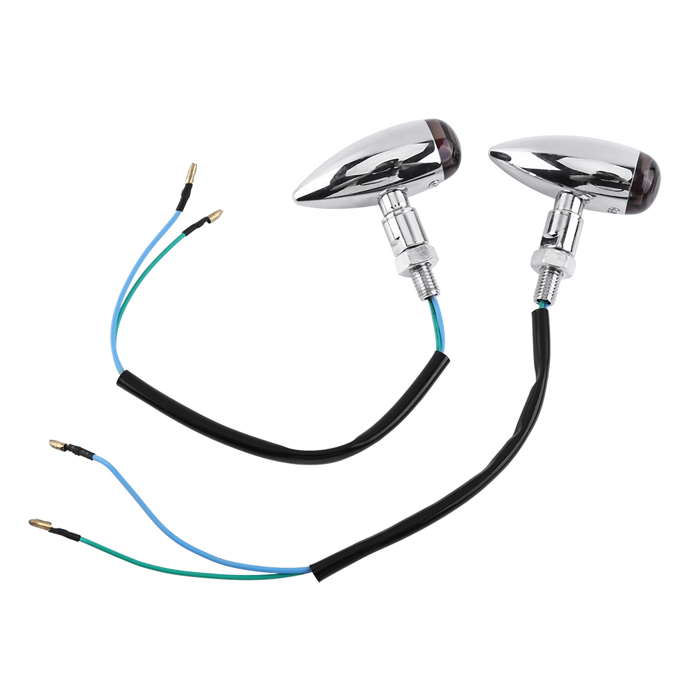 2 Gelbe Led-blinker Im Bullet-design Für Motorräder, Silberne Kontrollleuchten, Universalbeleuchtung, 2-teiliges Set