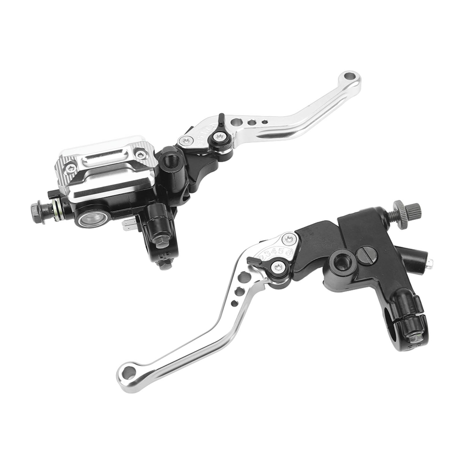 Universelles 7/8-zoll-motorradbremsenset, Hauptbremszylinder Mit Ausgleichsbehälter, Carbon-handschutz Und Silberner Hebel, 2-teiliges Set Für Lenker
