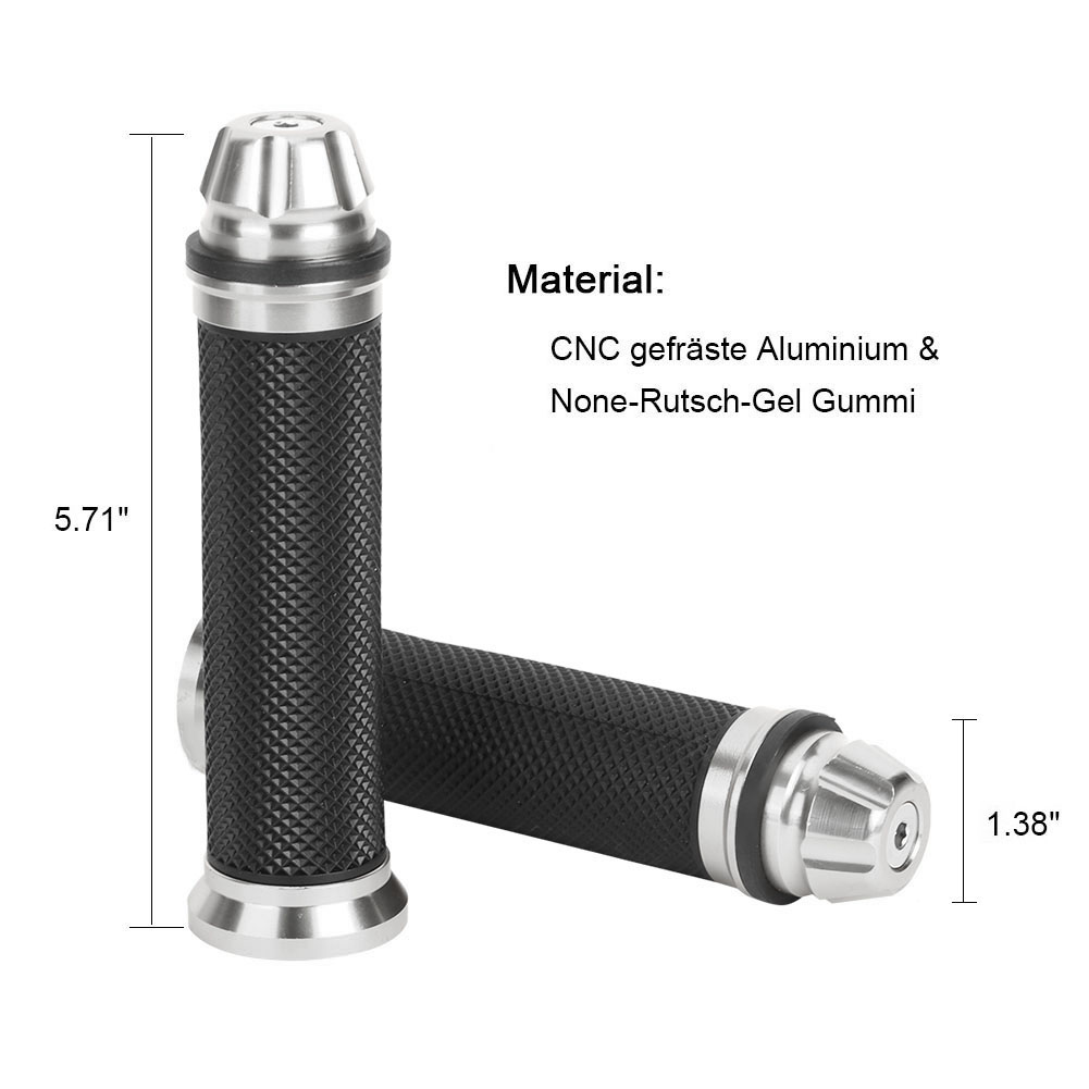 Cnc-gefräste Aluminium-motorradlenkergriffe Mit Rutschfestem Gummi Für 7/8-zoll-lenker, Mountainbike, Silber, Verstellbares Set