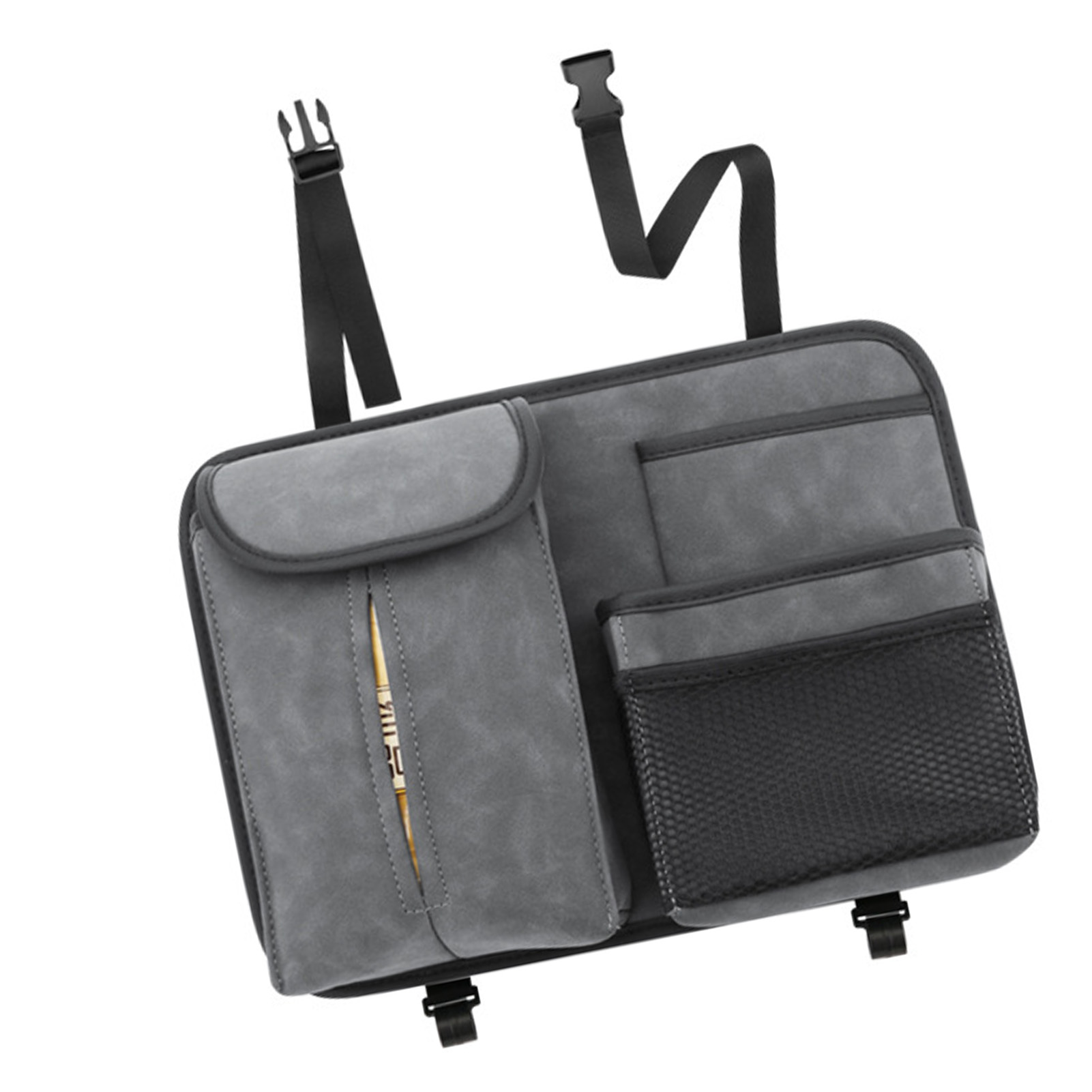 Hängende Aufbewahrungstasche Für Den Autositz Aus Pu-leder, Rückenorganizer Mit Haken, Grauer Taschentuchhalter, 4 Multifunktionale Taschen