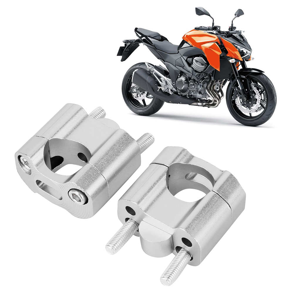 Paar 22 Mm/28 Mm 1/8 Zoll 7/8 Zoll Motorrad-lenkerklemmungen Riser-adapter Cnc Aluminiumlegierung Silber