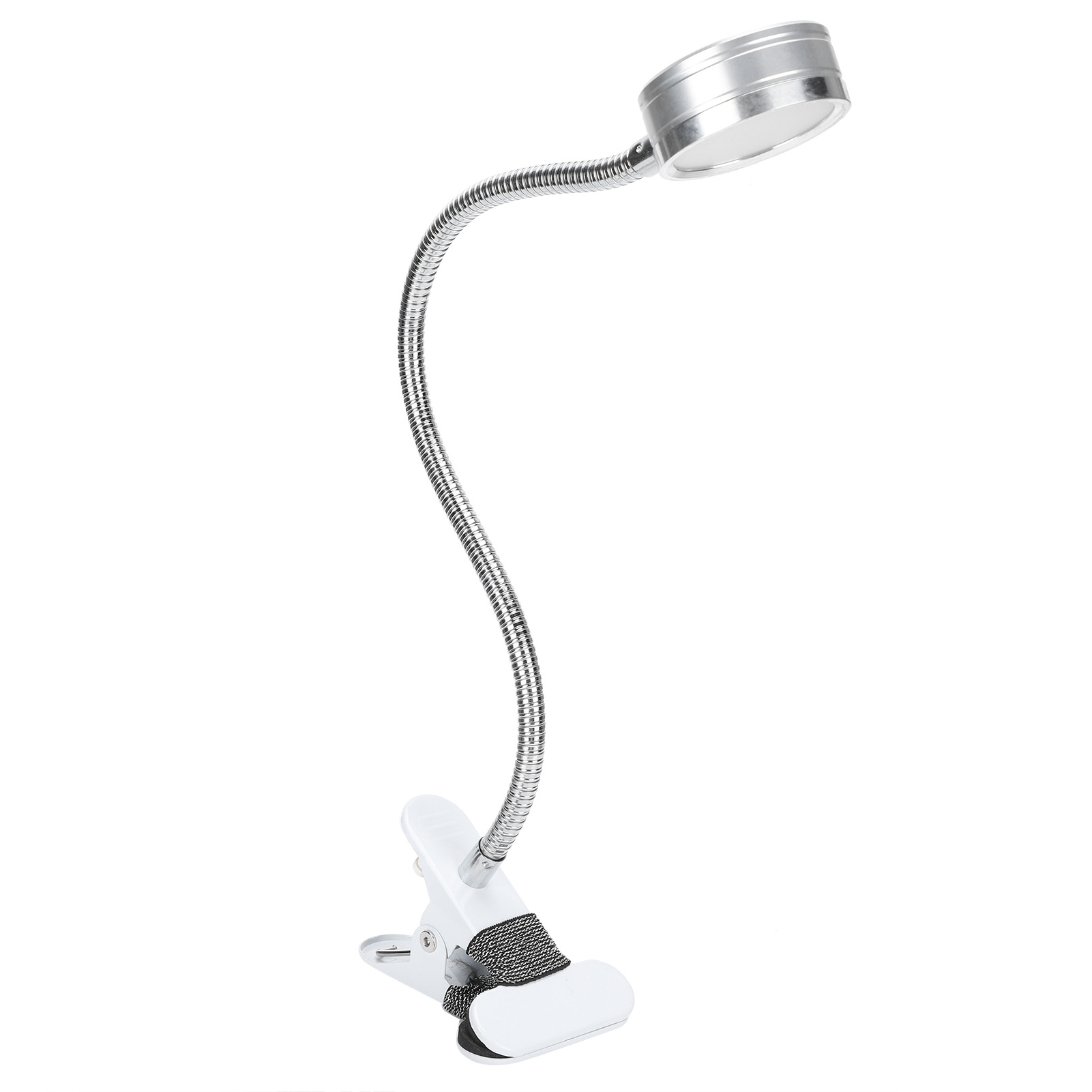 Verstellbare Usb-schreibtischlampe Mit Warmer/kalter Farbtemperatur, 360° Drehbarem Schwanenhals Und Silbernem Clip.