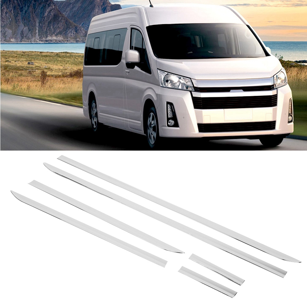 Türseitenleisten Aus Silbernem Abs Für Toyota Hiace 2019, Karosserieschutzleiste, 4-teiliges Set, Chrom-finish, Außenzubehör.