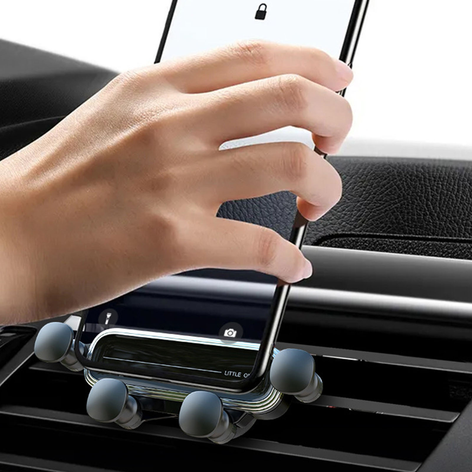 Automatische Autohalterung Mit Schwerkraftmechanismus, Robuste Lüftungsschlitzhalterung Mit Fallschutz, Kompatibel Mit Smartphones Von 4,7 Bis 6,9 Zoll, Silberfarben, Freisprechfunktion