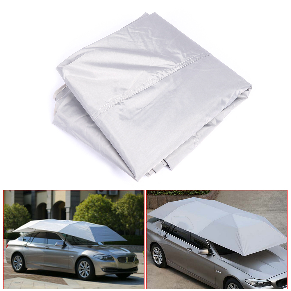 Tragbarer, Faltbarer Auto-regenschirm Aus Oxford-gewebe, Uv-beständig, Sonnenschutz Für Den Außenbereich (silber)