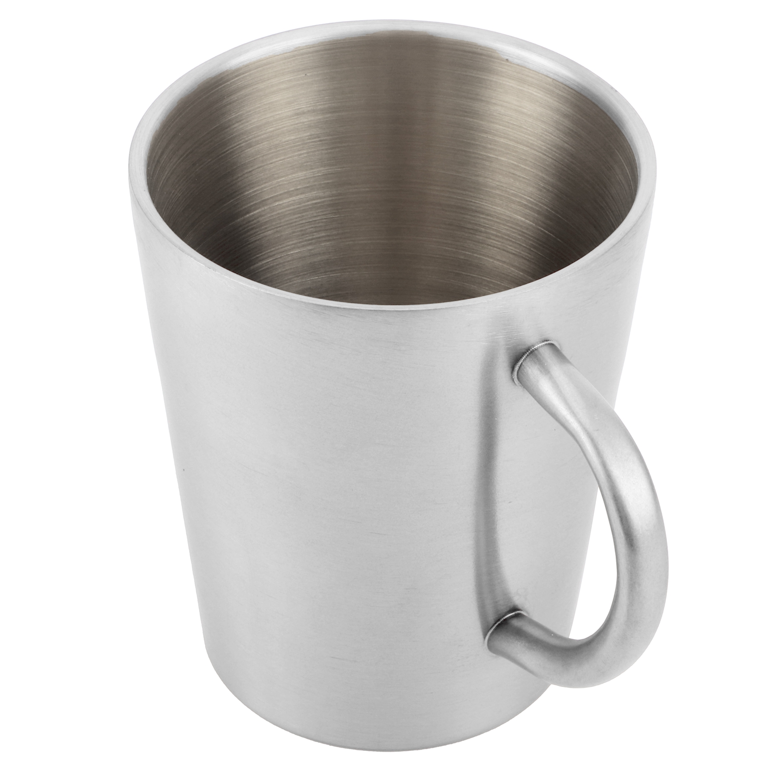 Tragbarer 300-ml-becher, Doppelwandig, Aus Edelstahl 304, Isoliert Für Kaffee Und Bier, Mit Glänzendem Silbernen Griff