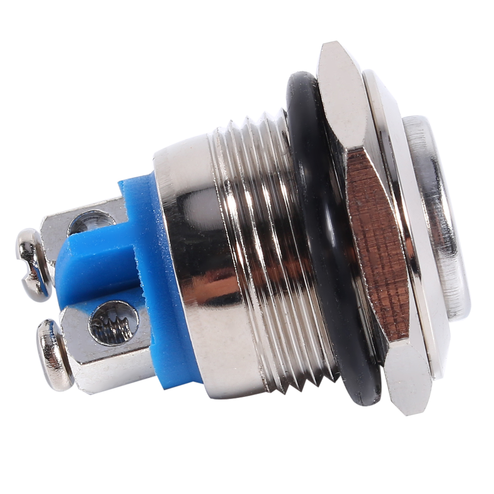 12v 16mm Wasserdichter Metall-druckknopf Für Auto, Silberner Momentan-ein/aus-schalter, Hupe, Einfache Verkabelung