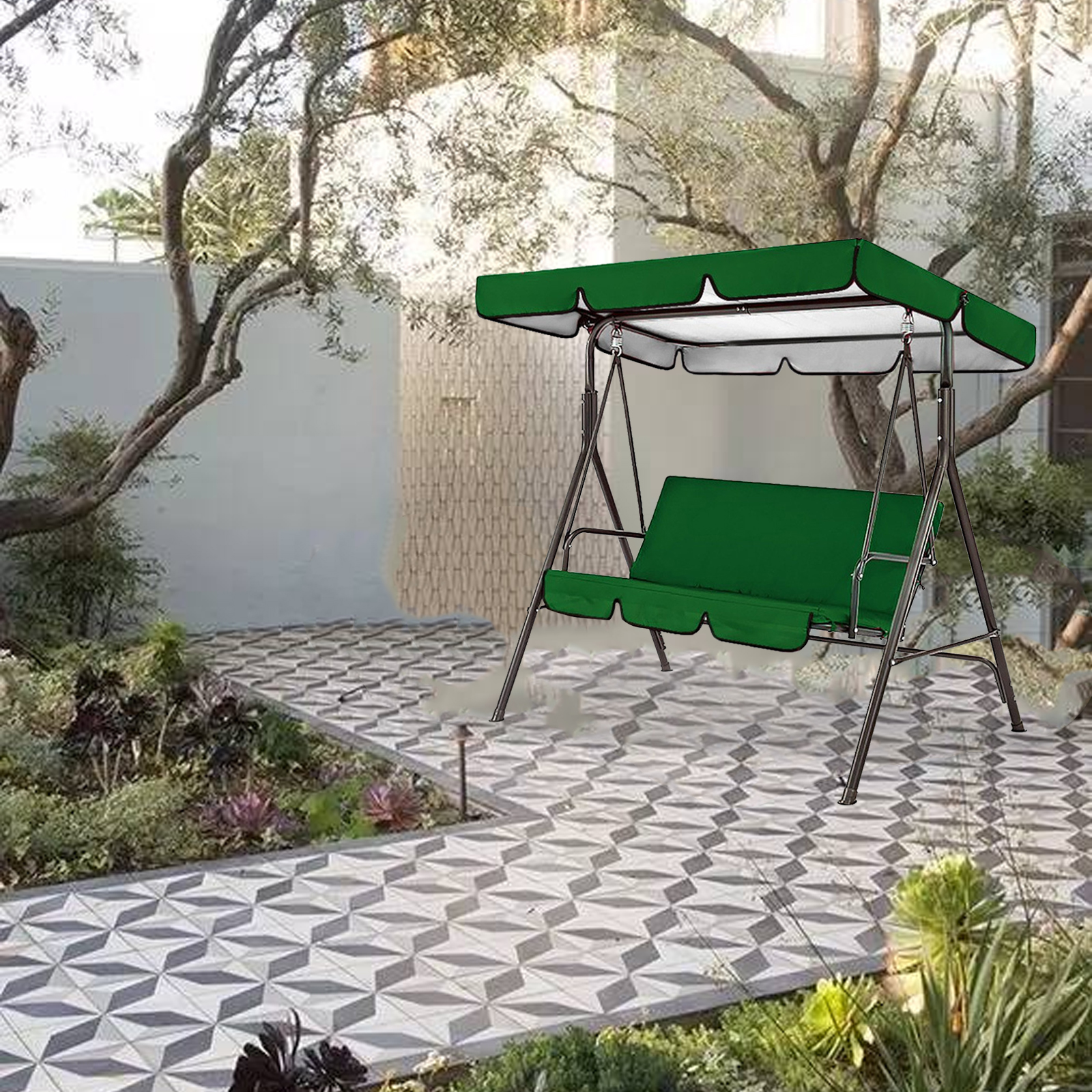 Schaukelüberdachung Aus 190t Oxford-gewebe, Wasserdicht, Sonnenschutz Für Schaukeln, Terrasse Und Garten, Grün