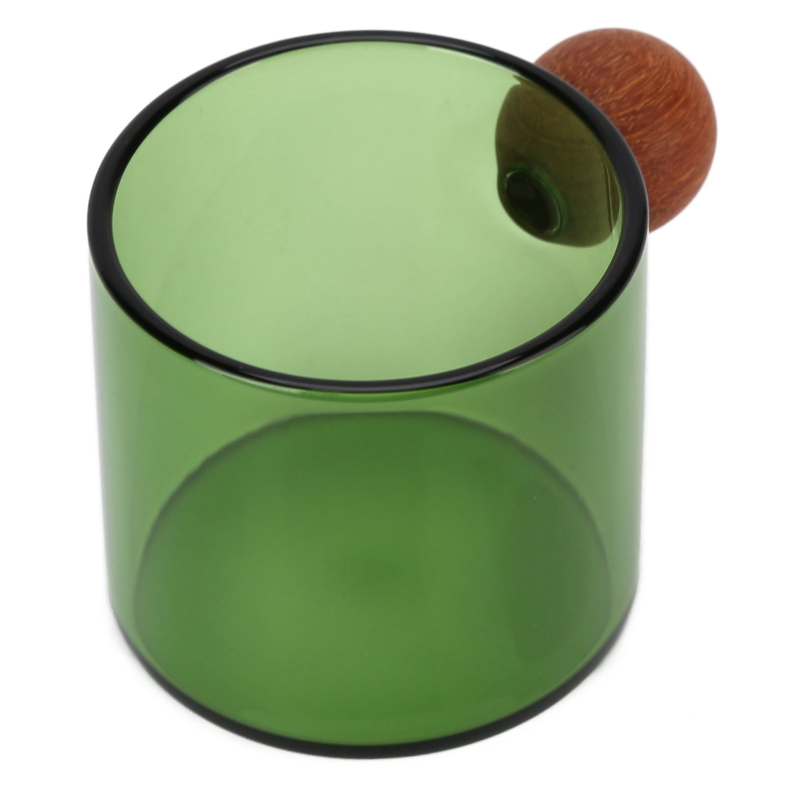 Glas-kaffeebecher, Durchsichtig, Hitzebeständig, Mit Holzkugelgriff, Für Büro, Bar, Party (grün)