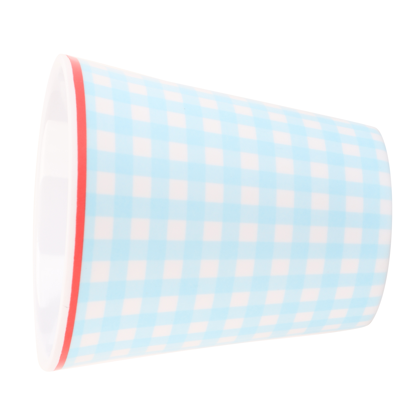 260 Ml Kaffeetasse Aus Porzellanimitat, Milch- Und Wasserbecher, Hellblau Mit Gittermuster, Für Restaurants Und Schulen