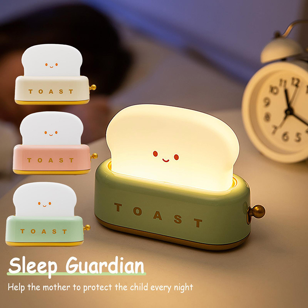 Niedliches Toast-nachtlicht, Usb-wiederaufladbar, Led-toast-nachtlampe Mit Timer, Tragbare Nachttischlampe, Geburtstagsgeschenk Für Teenager Und Kinder