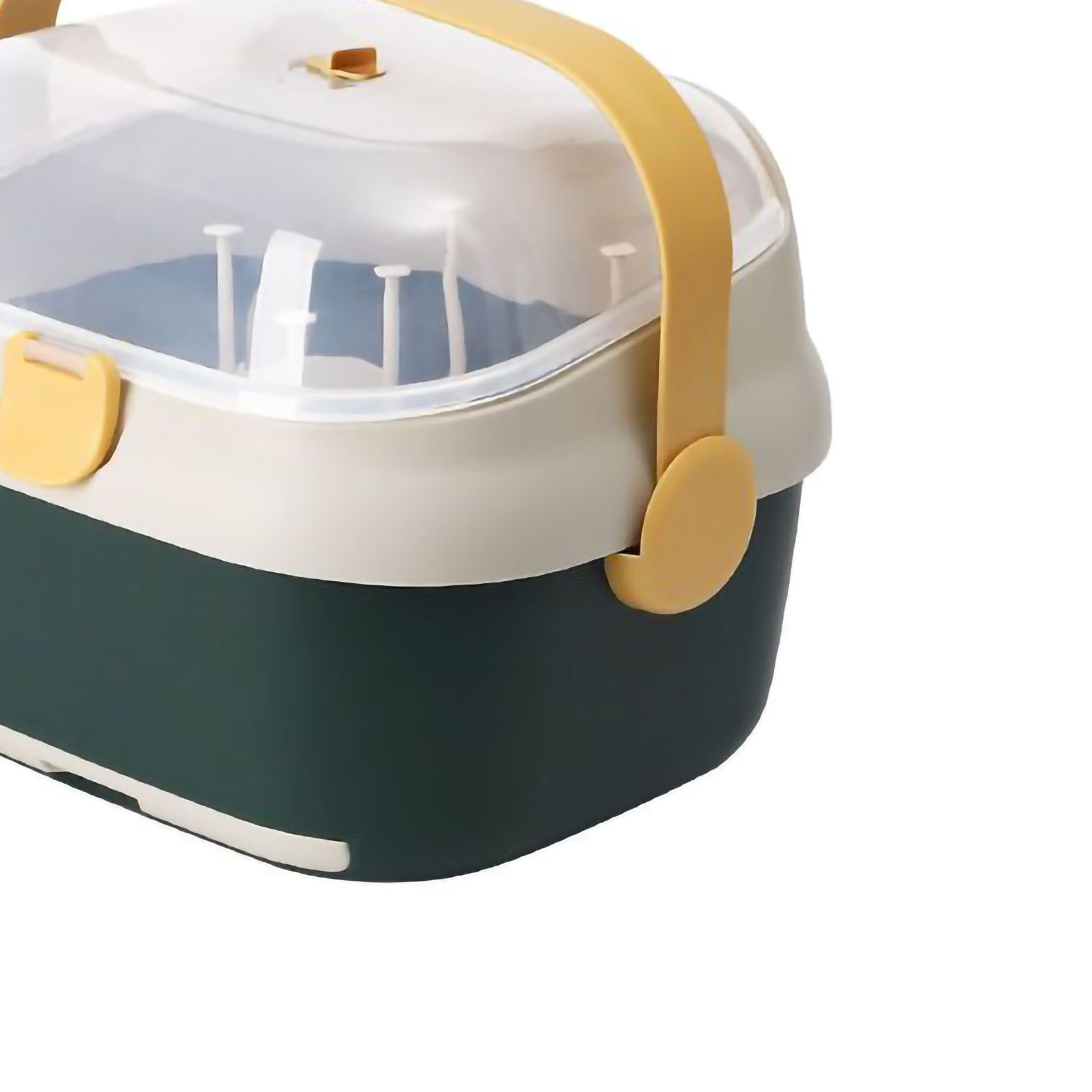 Babyflaschen-trockenständer, Flaschenaufbewahrungsbox Mit Schwenkbarer Belüftung, Staubschutzhaube, Abtropfschale Und Abnehmbarem Ständer, Grün