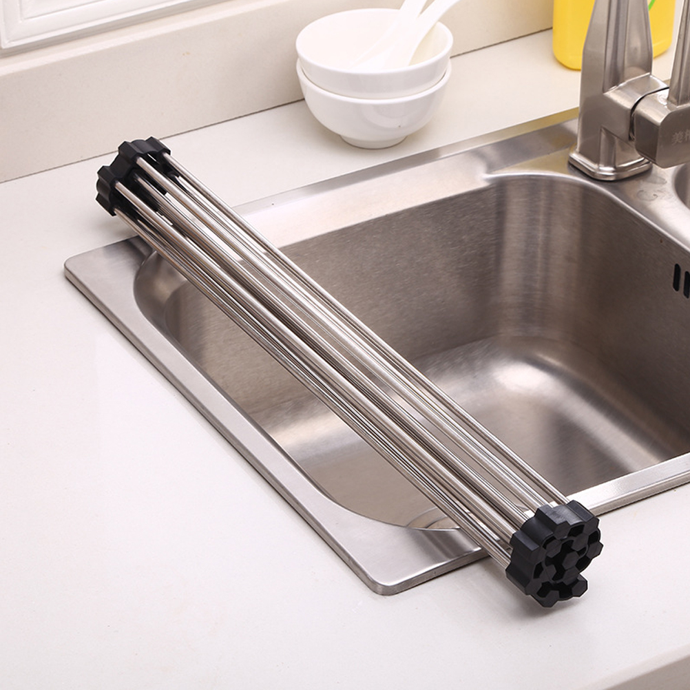 Aufrollbare Abtropfschale Aus Edelstahl, Multifunktionale, Rutschfeste Abtropfschale Für Spülbecken.