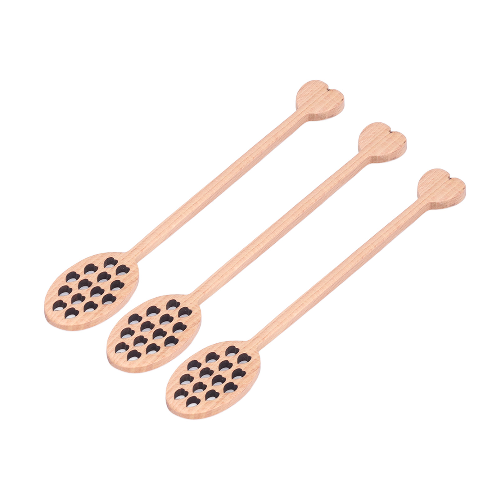 3-teiliges Set Honiglöffel Aus Holz Mit Herzmuster, Chinesisches Kirschholz, Rührlöffel, Küchengeschirr