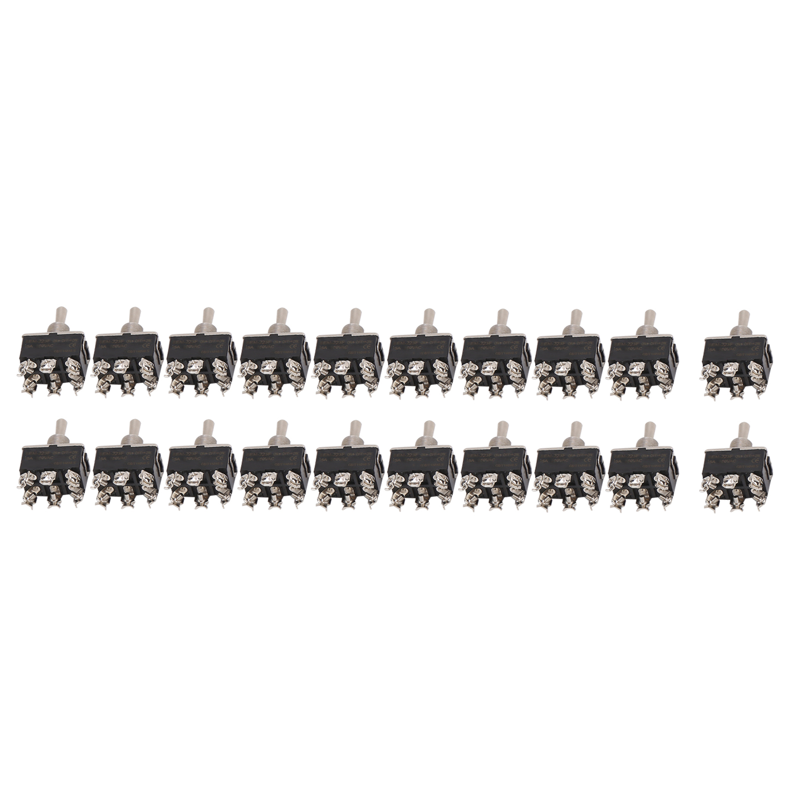20 Stück Berm Mini-led-kippschalter, 3-stufig, 6-polig, Ein/aus/ein, 15 A, 250 V Ac