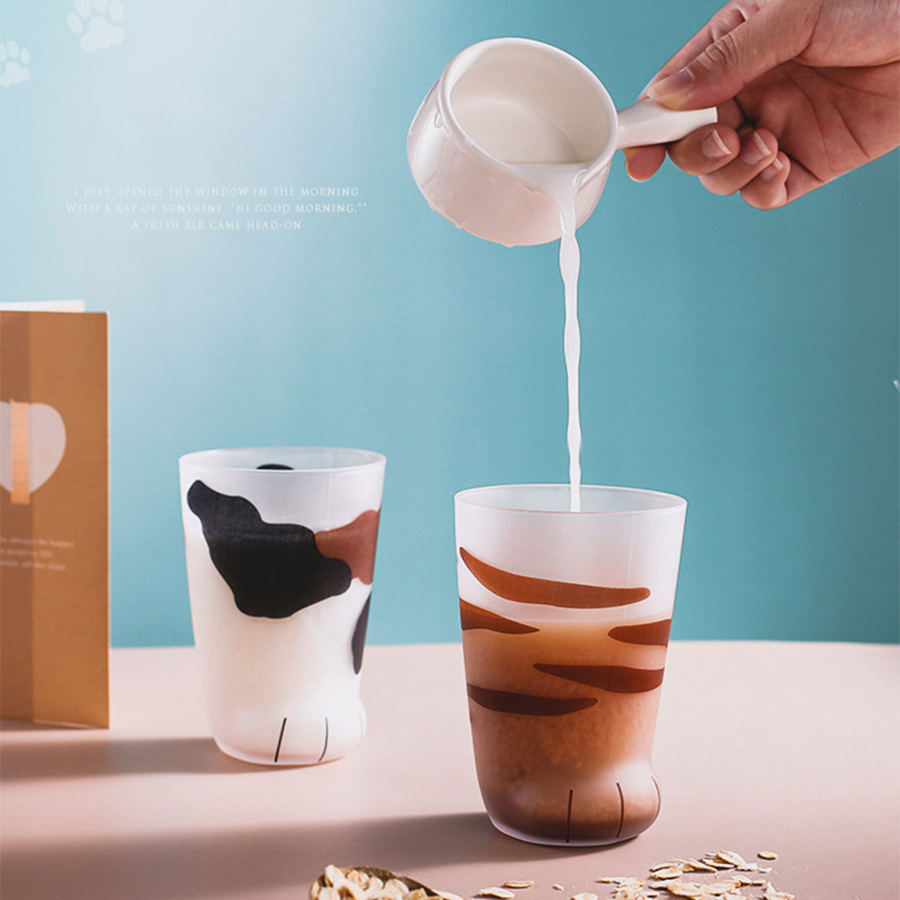 1 Stück Niedlicher Glasbecher Mit Katzenpfoten- Und Tigerpfoten-motiv, Ideal Für Büro, Kaffee, Frühstück Oder Milch, Als Geschenk