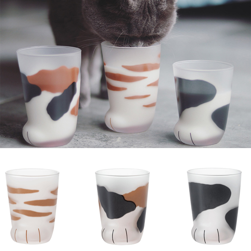 Glasbecher Mit Katzen- Und Tigerpfotenabdruck (1 Stück) – Ideal Fürs Büro, Zum Kaffee Oder Frühstück – Geschenk