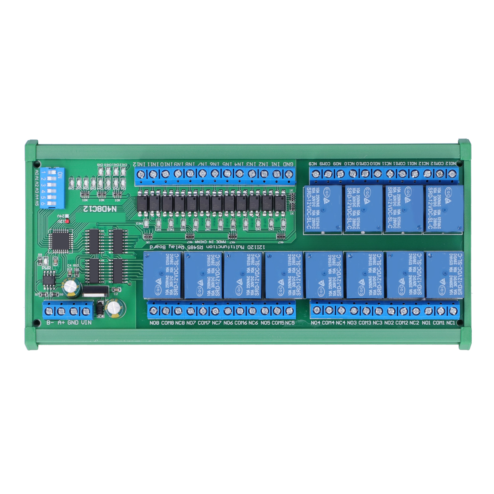 Relaismodul 12 Eingänge 12 Ausgänge Rs485 Elektronikplatine Sps Mit Din-schienengehäuse N4d8c12 12v