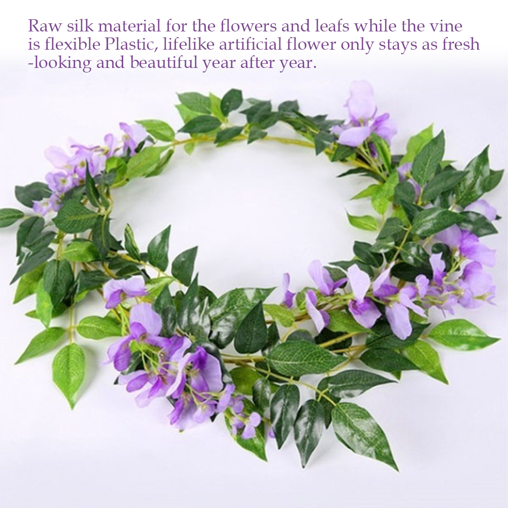 Künstliche Glyziniengirlande, Künstlicher Weinrebenkranz, Hängende Rattangirlande Zur Floralen Dekoration Von Haus, Garten, Zeremonien Und Hochzeitsbögen.