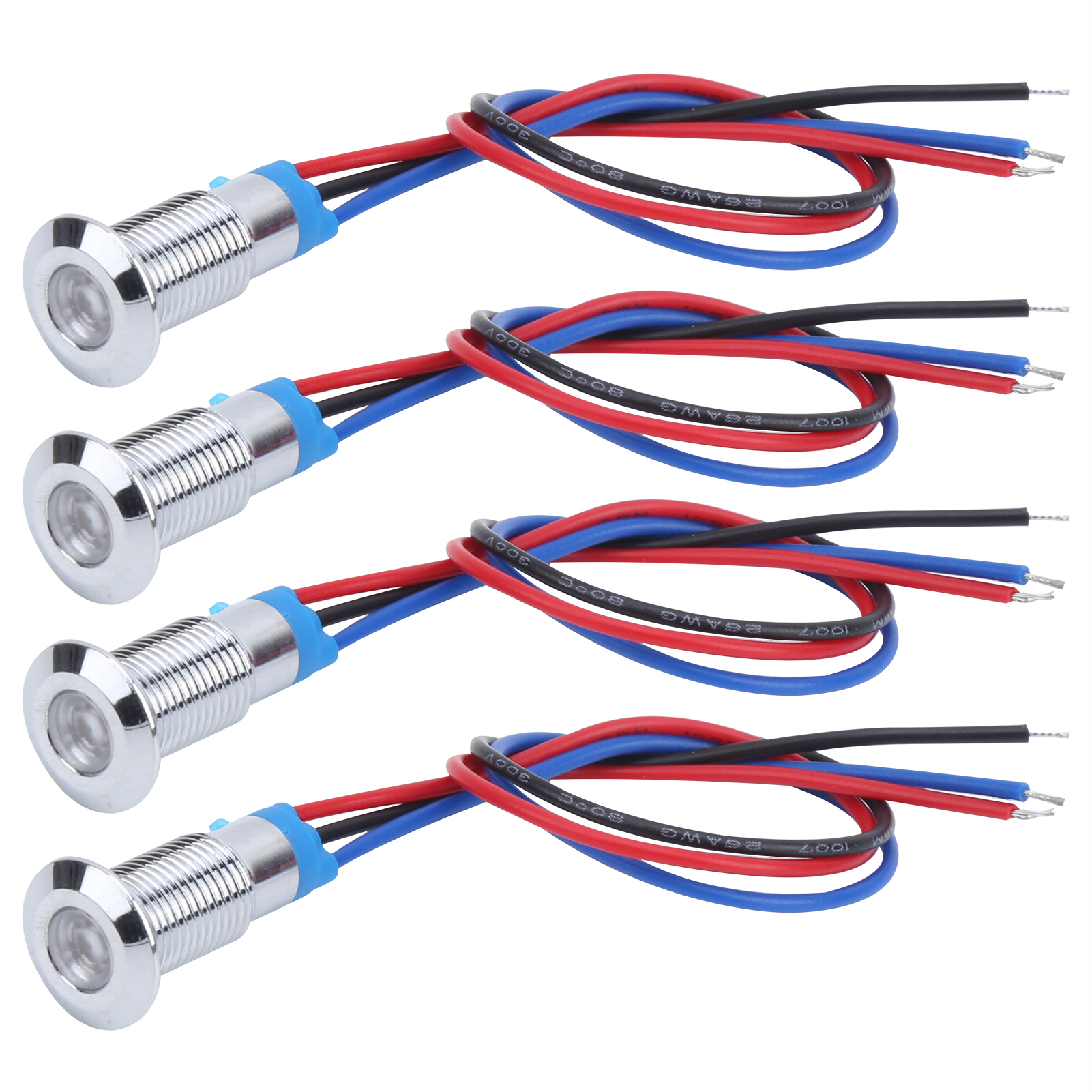 4er-set Led-anzeigeleuchten, 2-farbig, Gemeinsame Anode, Wasserdicht, Metall, 8 Mm, 220 V (rot, Blau)