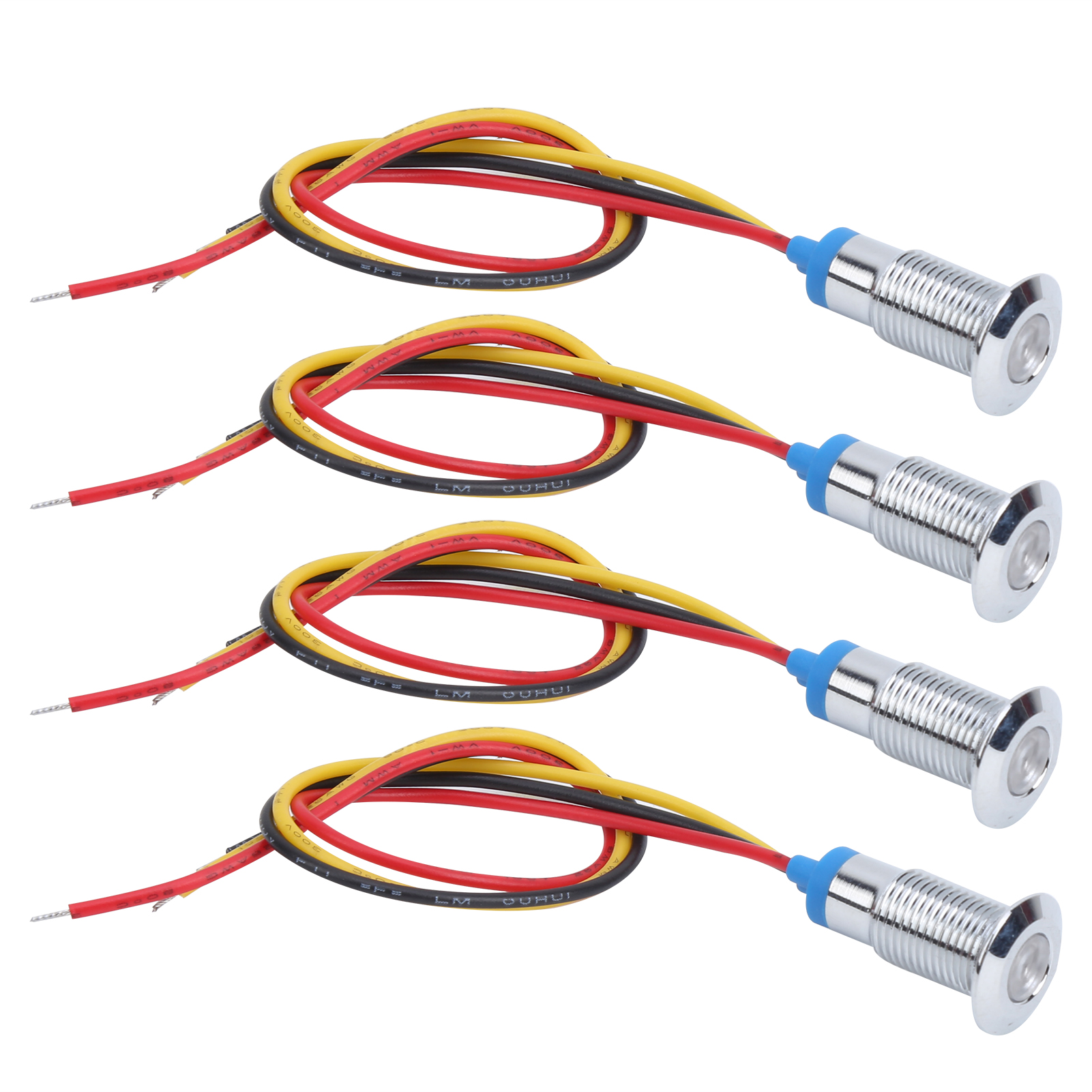 4er-set Led-anzeigeleuchte, 2-farbig, Gemeinsame Anode, Wasserdicht, Metall, 8 Mm, 220 V (rouge Jaune)