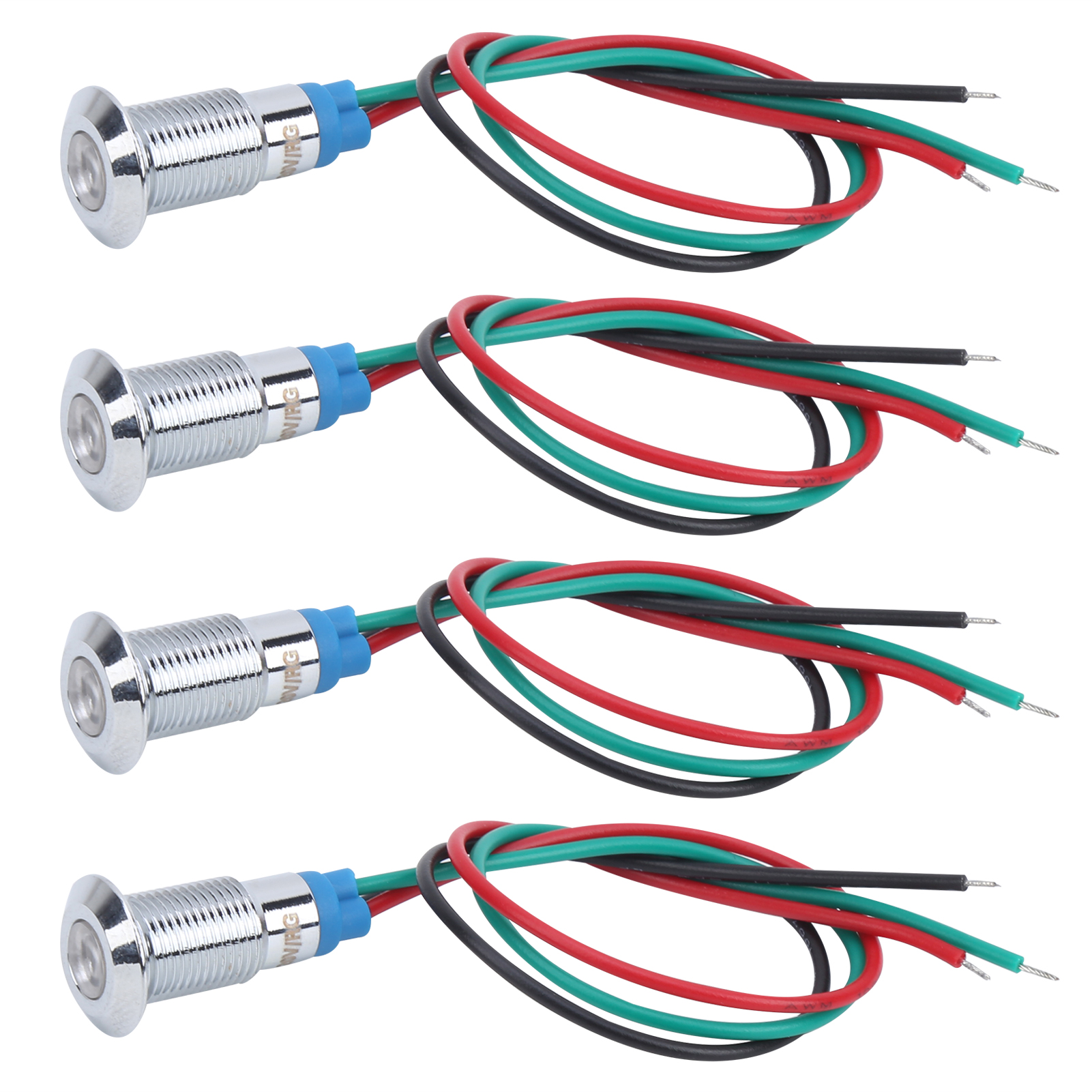 4er-set Led-anzeigeleuchte, 2-farbig, Gemeinsame Anode, Wasserdicht, Metall, 8 Mm, 220 V (rouge Vert)