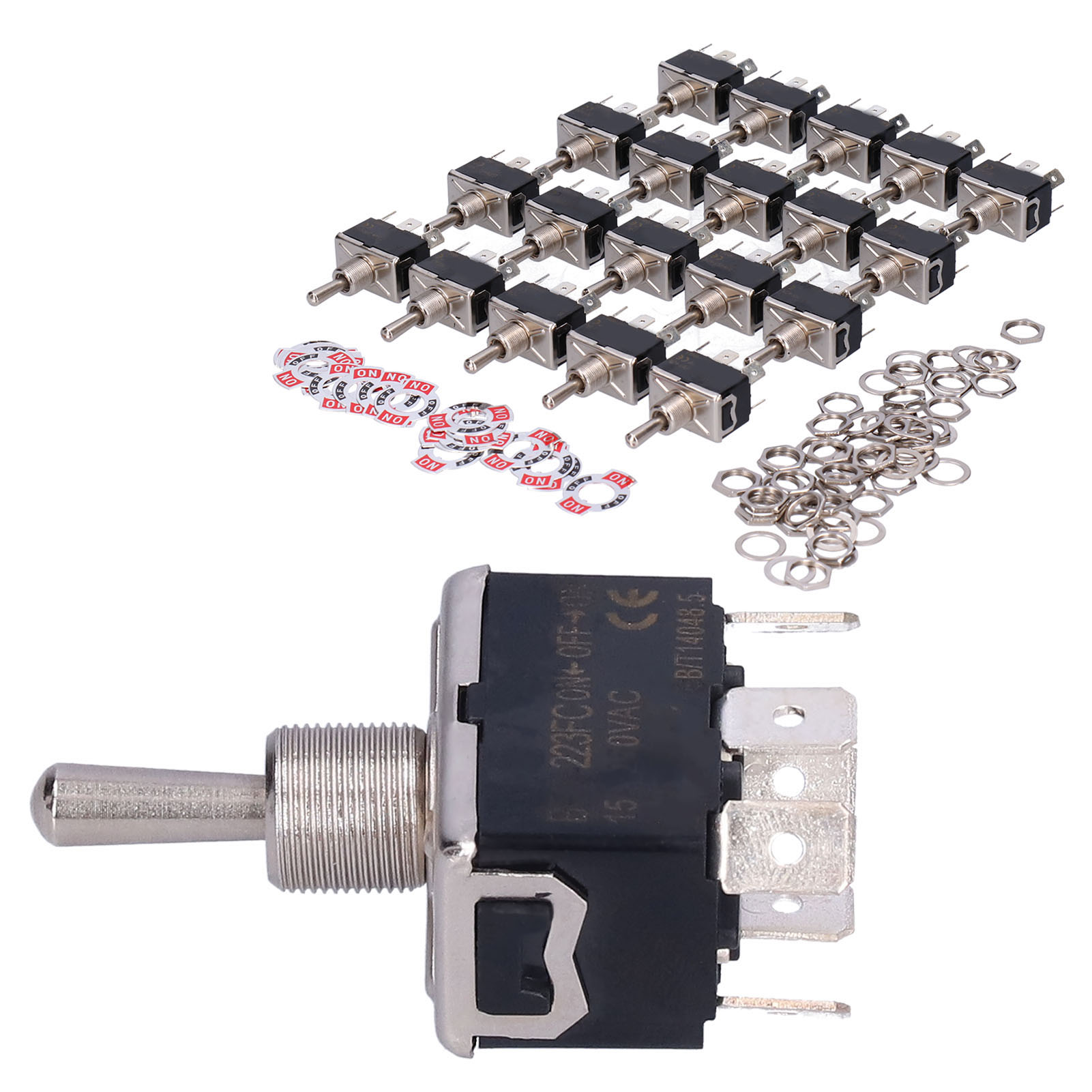 20 Stück Berm Kippschalter, 3-stufig, 6-polig, Ein/aus/ein, Mini-led-wippschalter, 15 A, 250 V Ac
