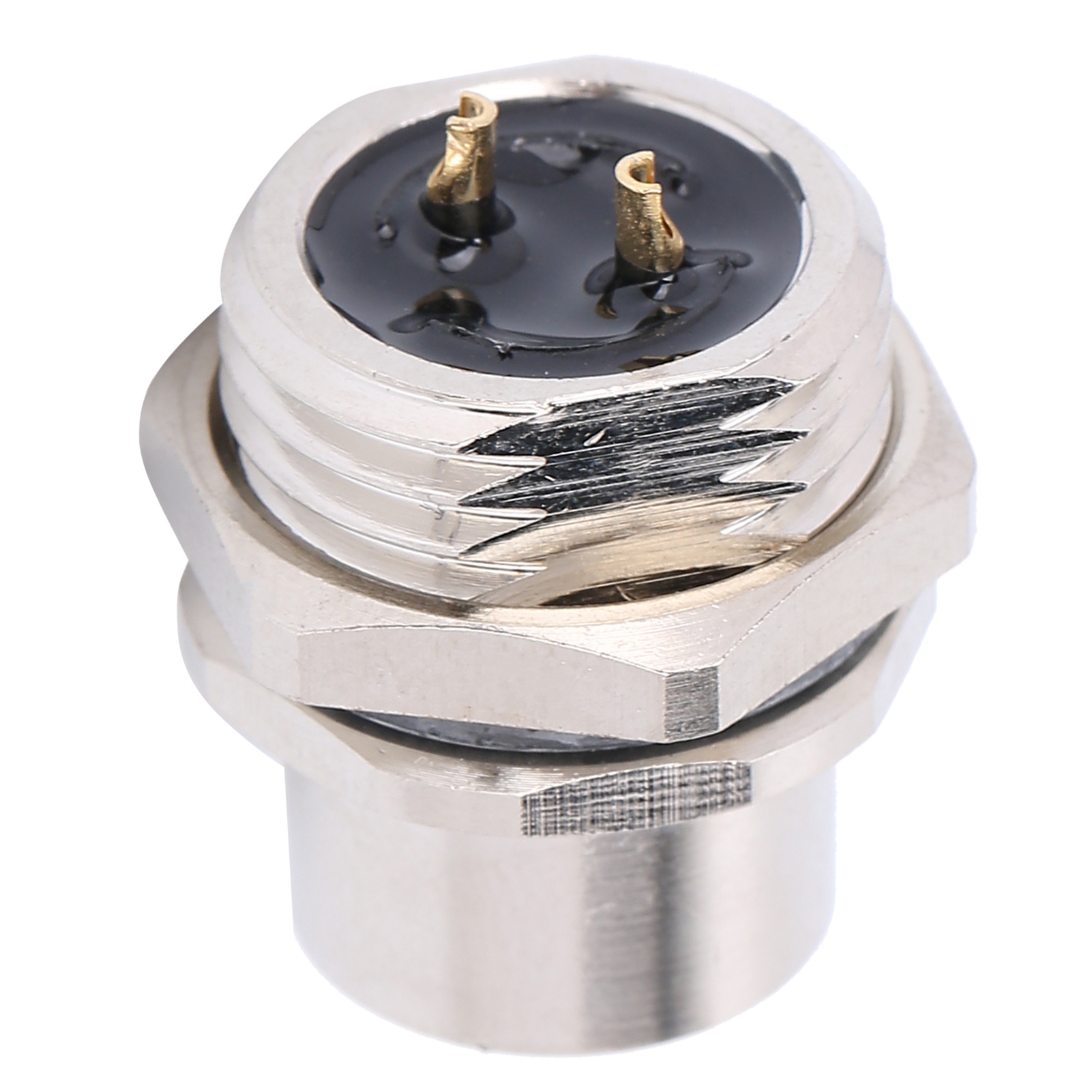 Einbausteckdose, 2-polig, Wasserdicht, Industriegewinde, Stromanschluss M12-b-s2
