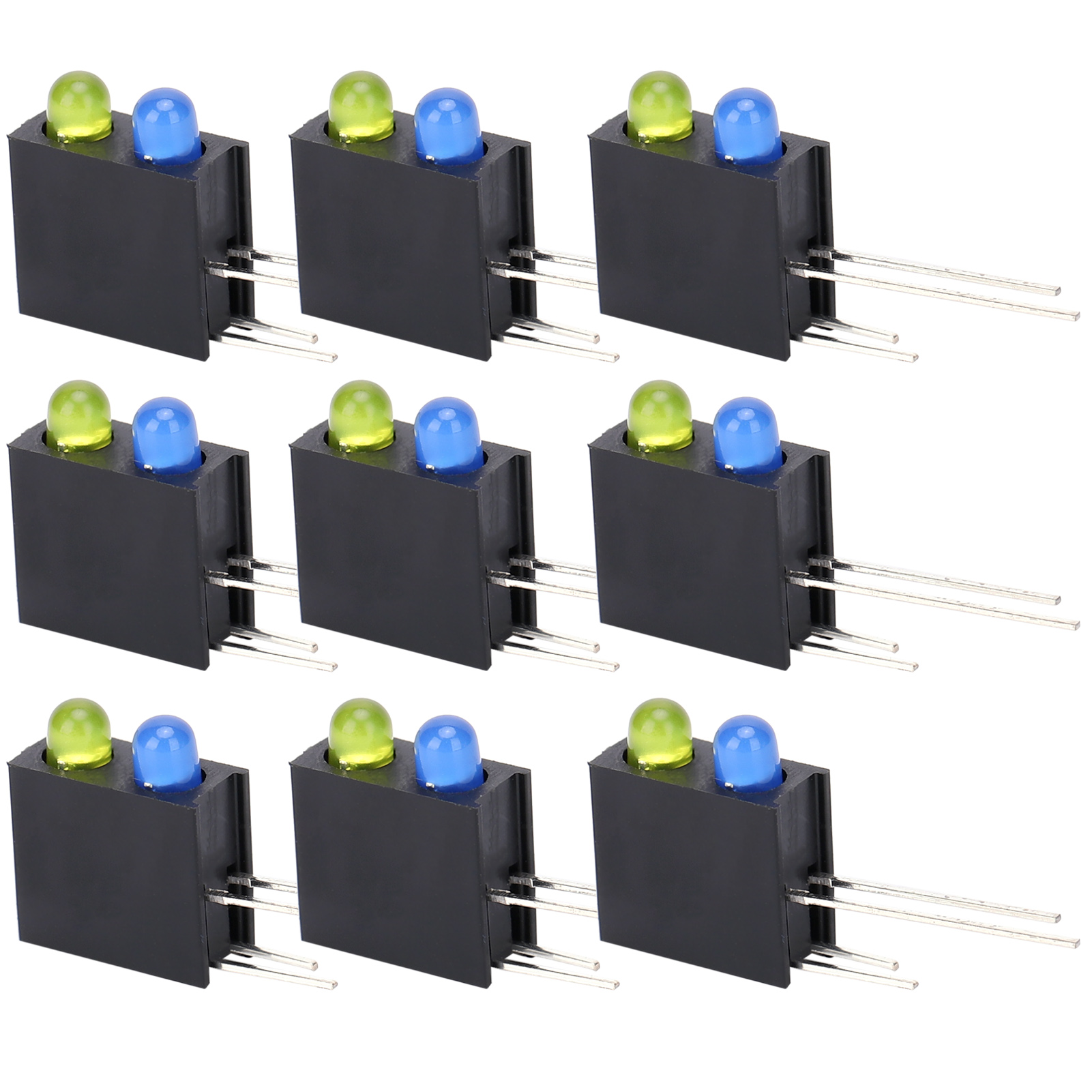 100 Stück Led-lichthalter, 90°-biegung, Doppelloch, Industrieteile, Schwarz (oben), Gelb (unten), Blau