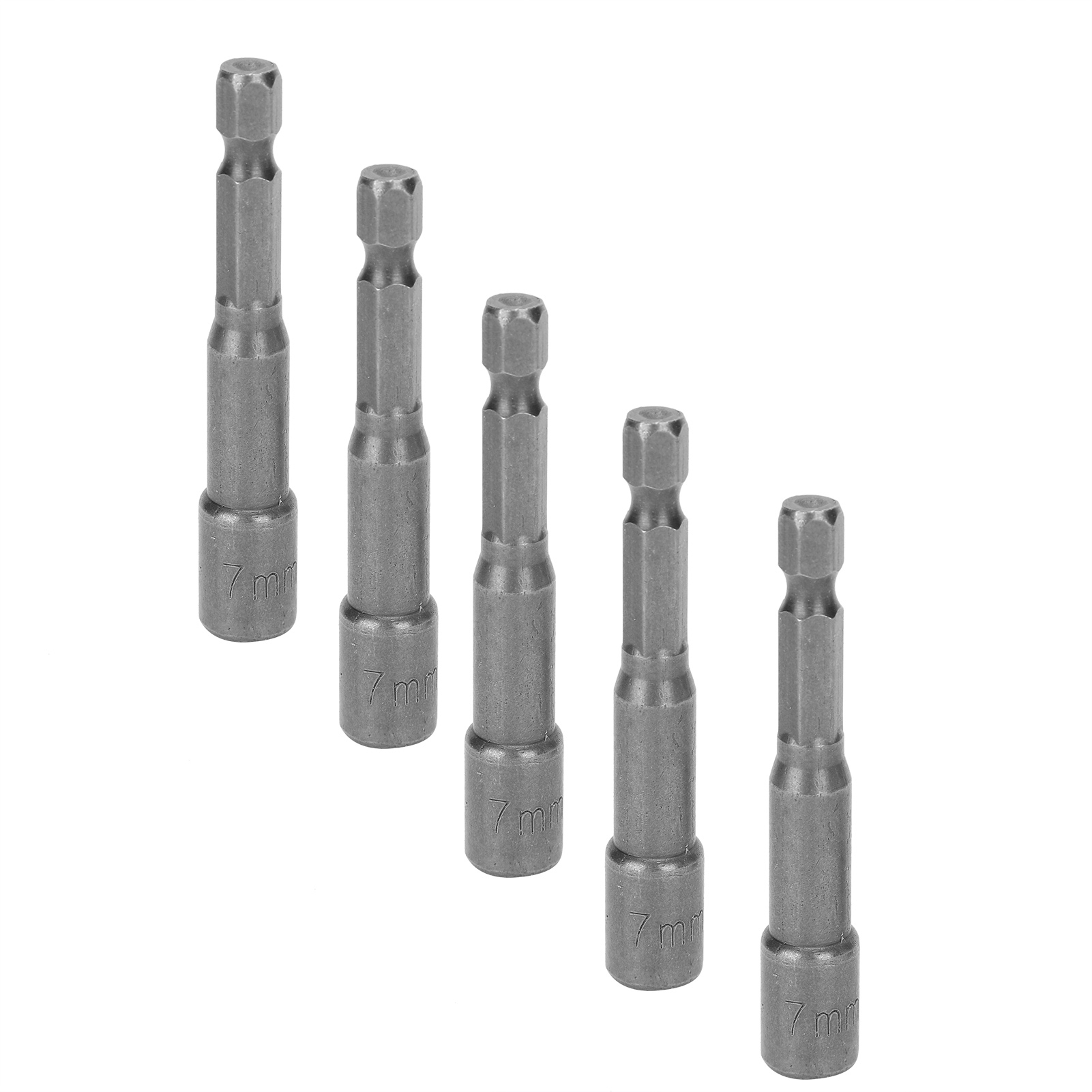 5-teiliges Magnetisches Steckschlüssel-bit-set Aus Chrom-vanadium-stahl Für Sechskantschrauben Und Muttern (65 X 1/4 X 7,0 Mm)
