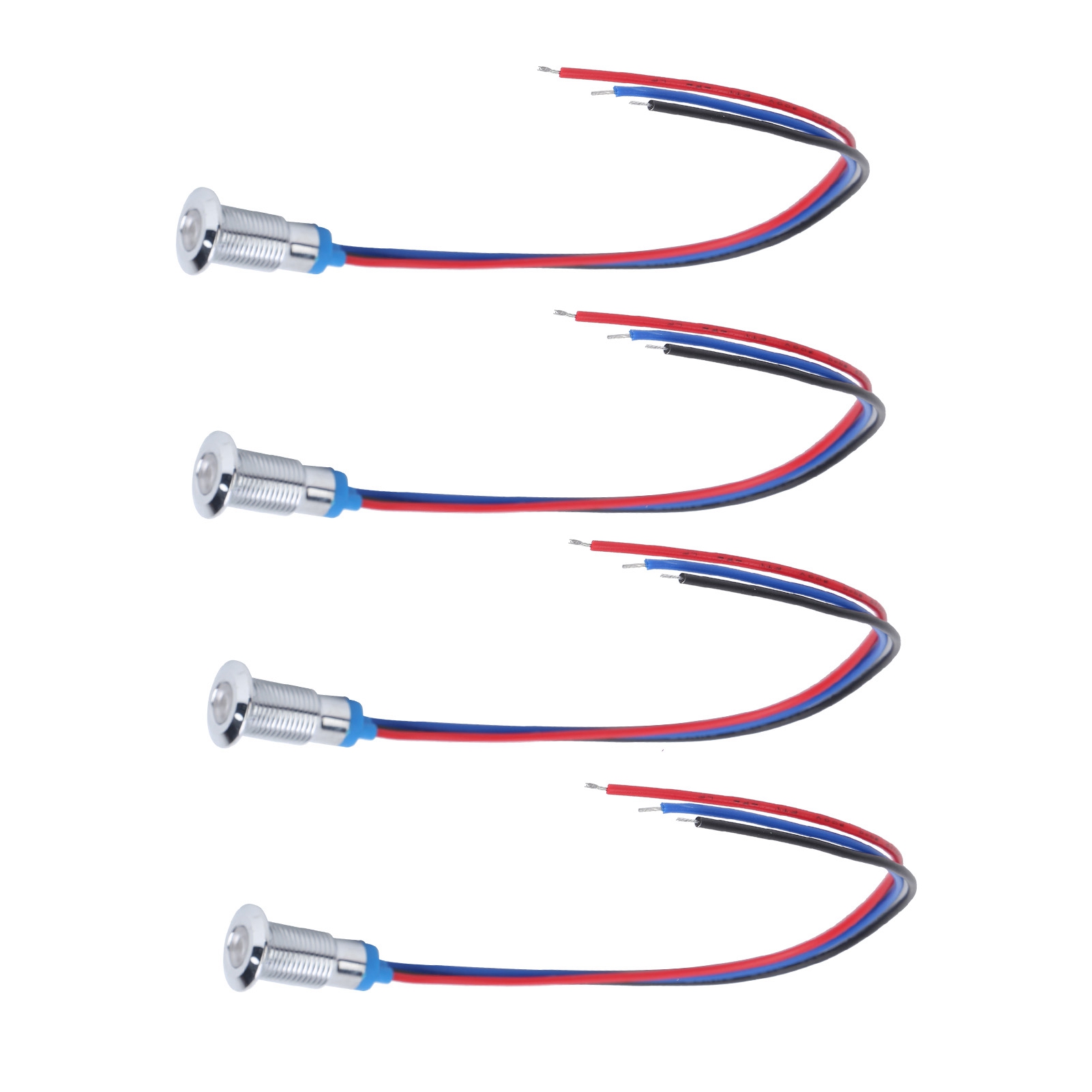 4er-set Led-anzeigeleuchten, Gemeinsame Kathodenlampe, Industrielle Steuerungskomponenten, 8 Mm, 110–220 V, Rot Und Blau