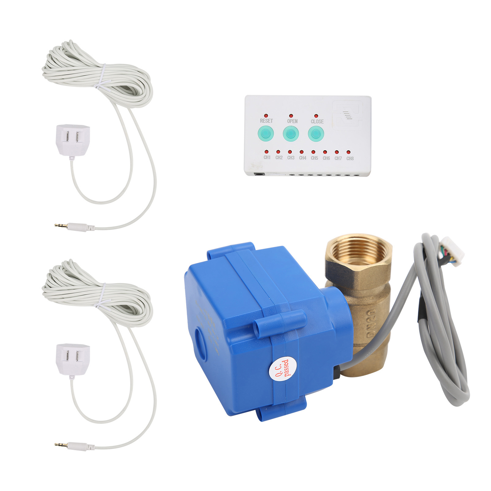 Alarm Sensor Einzelkugelventil Aus Messing, Zweiwege-wasserleckageerkennungssystem-kit Ac100240v (eu-stecker)
